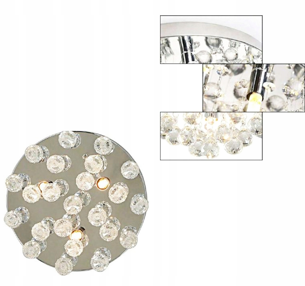 LAMPA SUFITOWA ŻYRANDOL WISZĄCY KRYSZTAŁKI PLAFON CHROM x3 LED Liczba punktów światła 3