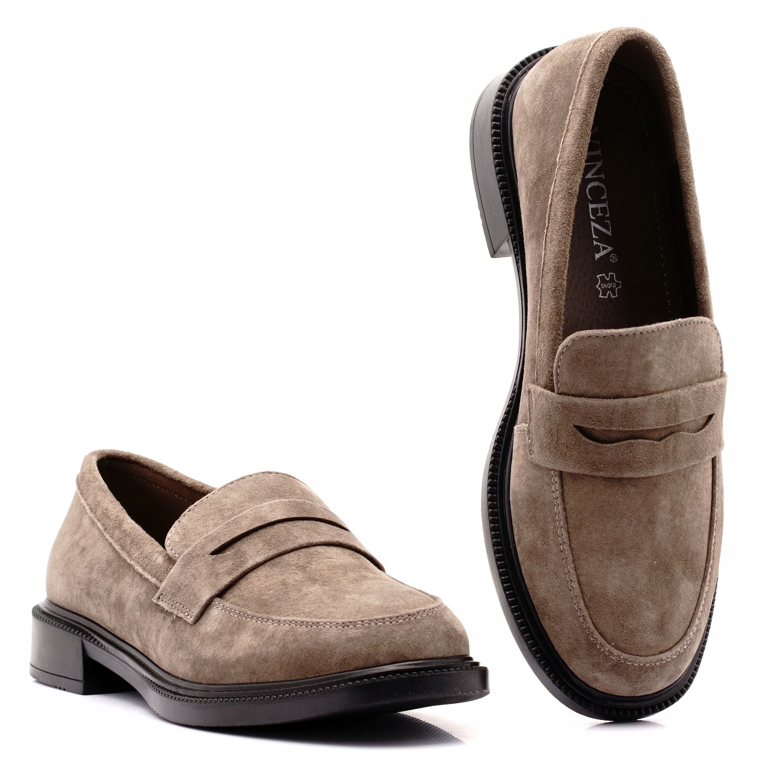 Vinceza Buty Damskie Mokasyny Lordsy Półbuty Skórzane Brązowe 66912 39