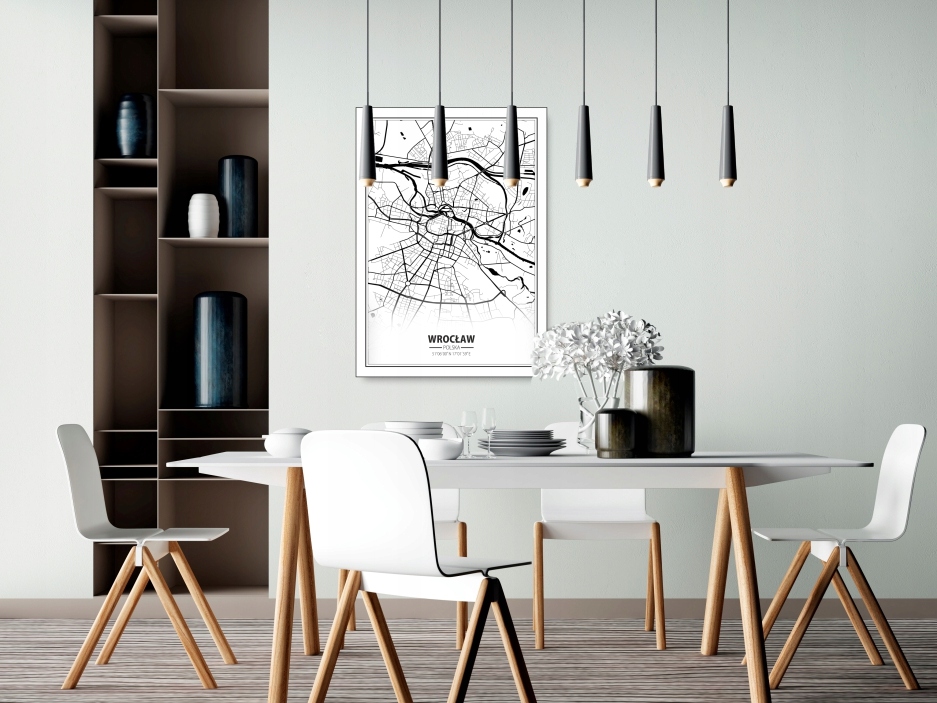 WROCŁAW MAPA CZARNO-BIAŁA plakat B1 100x70cm #195 Marka KMBpress