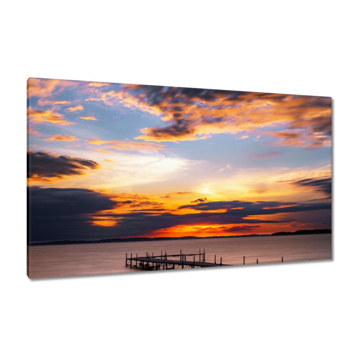 Obrazy 120x70 Most jezero Západ