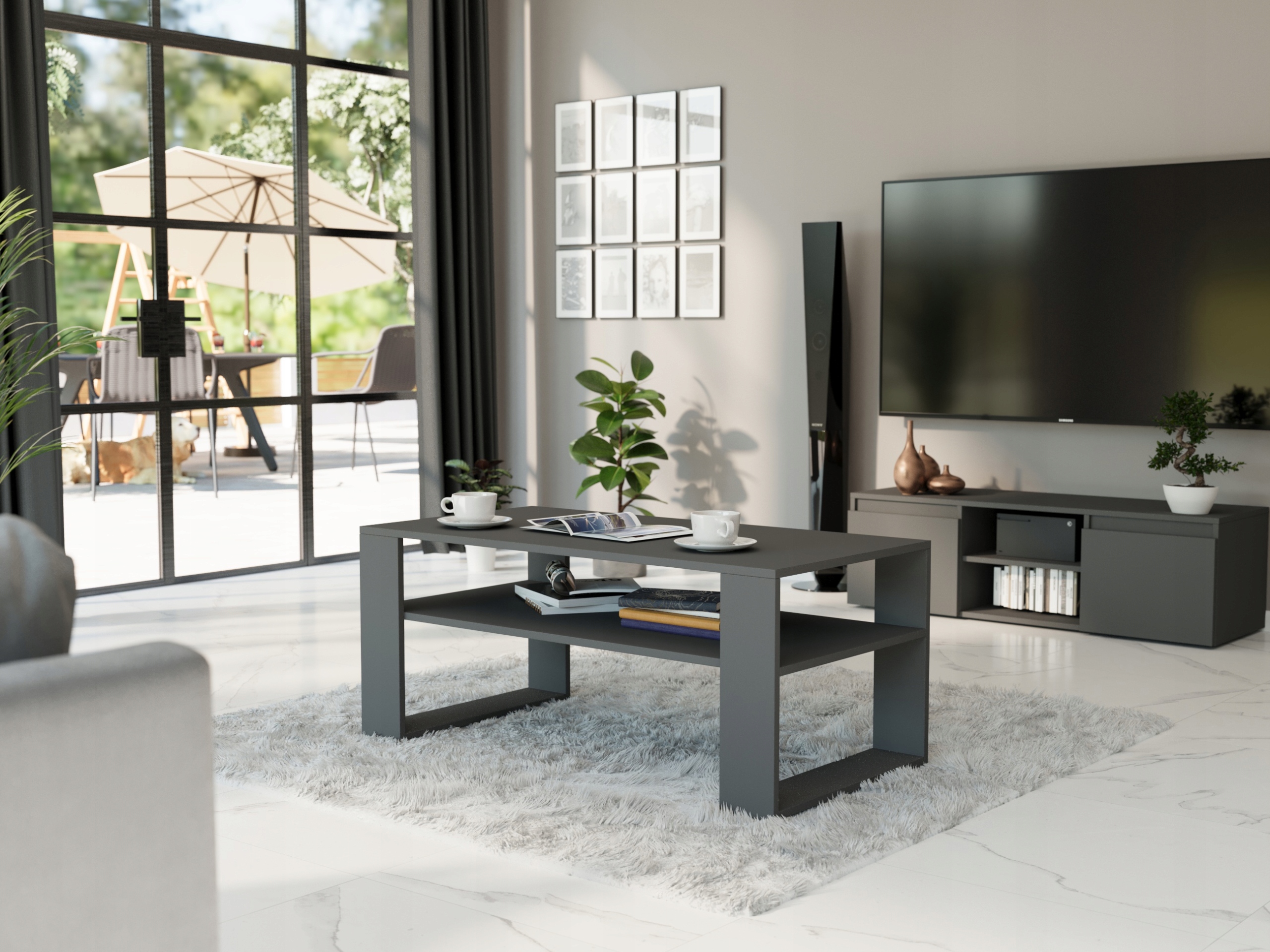 Meble Stolik kawowy ława półka 90x58x55cm produkt polski A-5 ANTRACYT