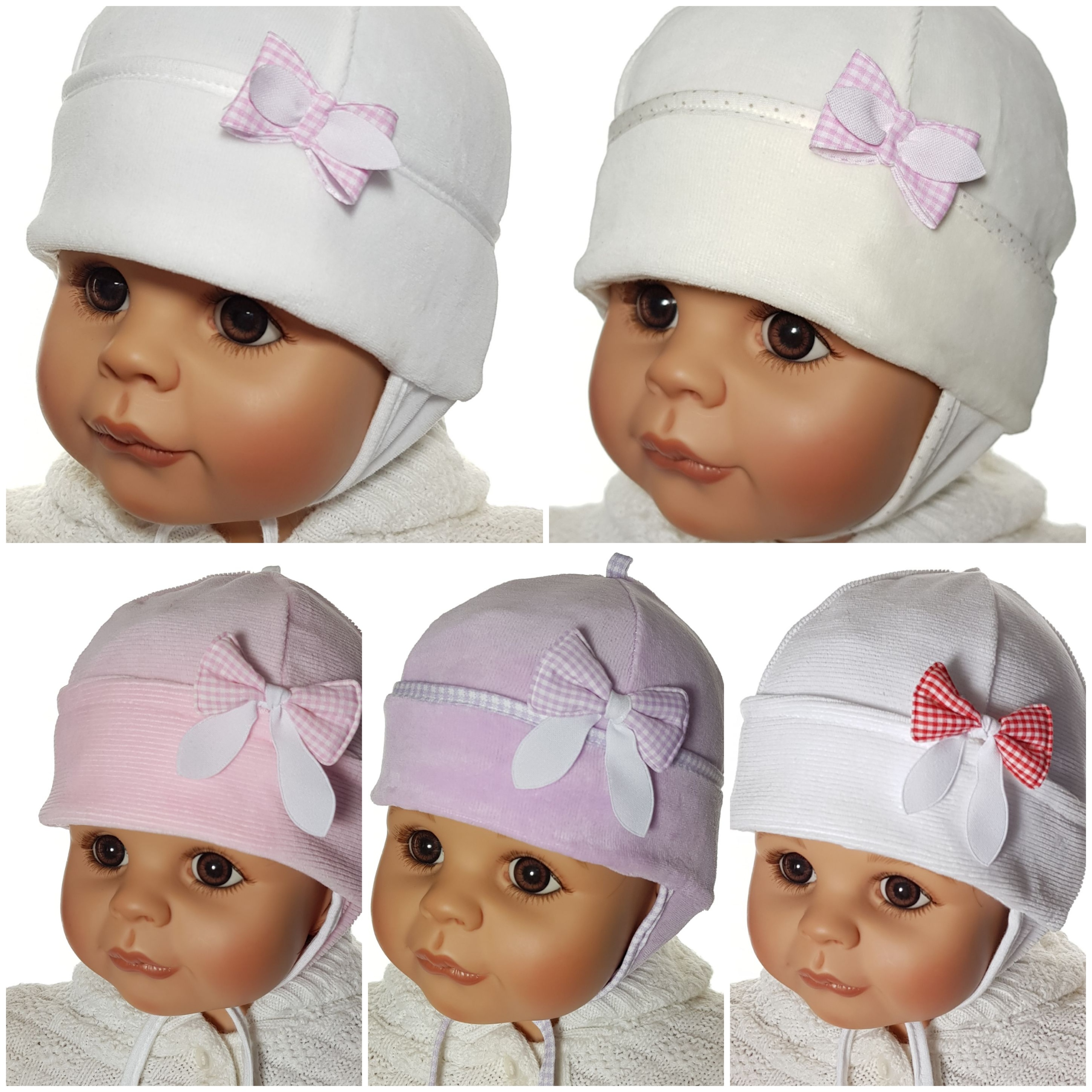 NIEMOWLĘCA CZAPECZKA KOKARDKA Z USZAMI CZAPKA WYPRAWKA DLA NOWORODKA 7KOLOR Marka Kamiś