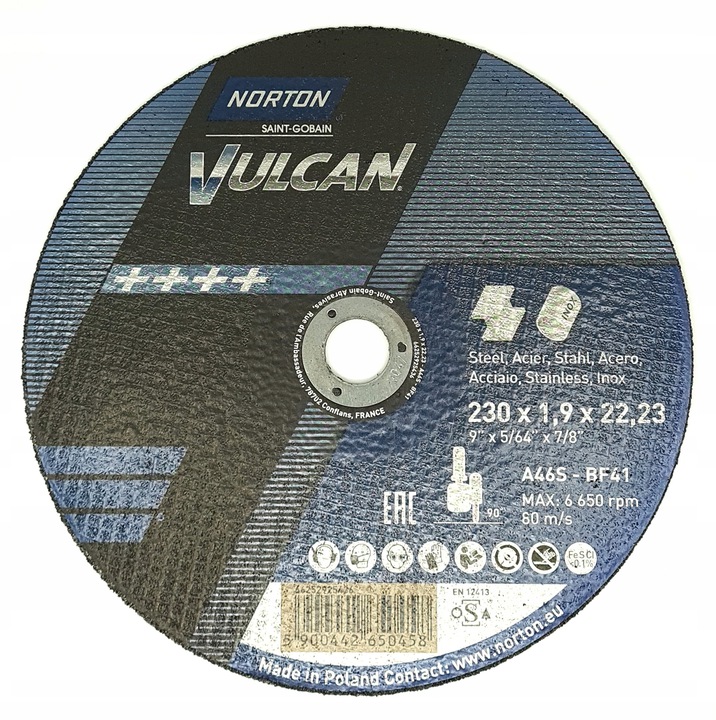 Tarcza do cięcia NORTON VULCAN 230x1,9 50 szt. EAN (GTIN) 3548654215