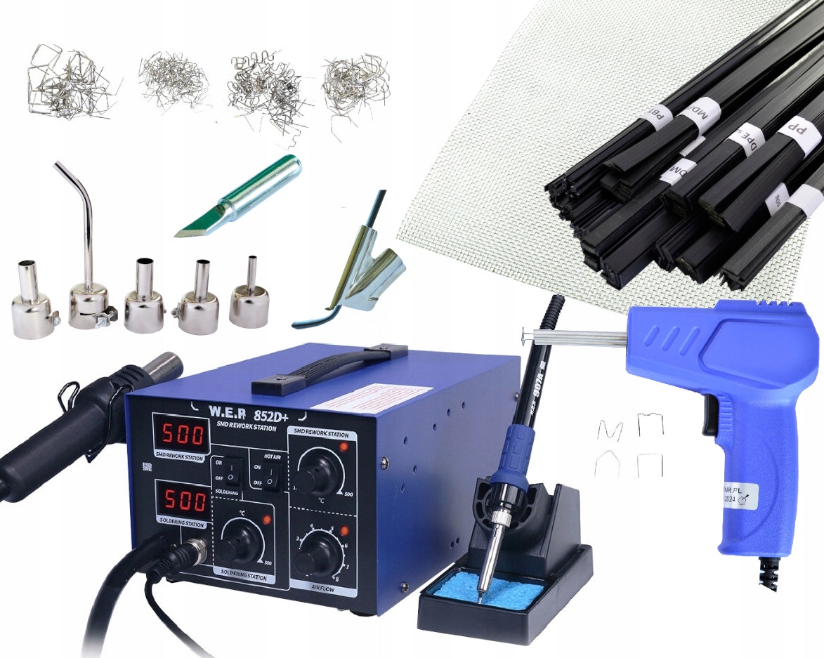 ZSZYWARKA PLASTIKU + SPAWARKA HOTAIR WEP 852D+ 6dysz Grot Siatka Spoiwa