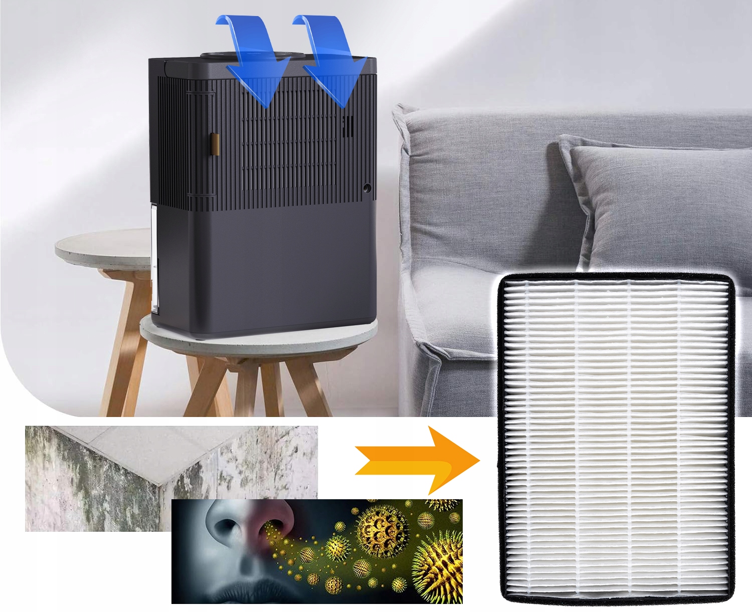 FILTR HEPA DO OCZYSZCZACZA POWIETRZA OSUSZACZ Typ olej