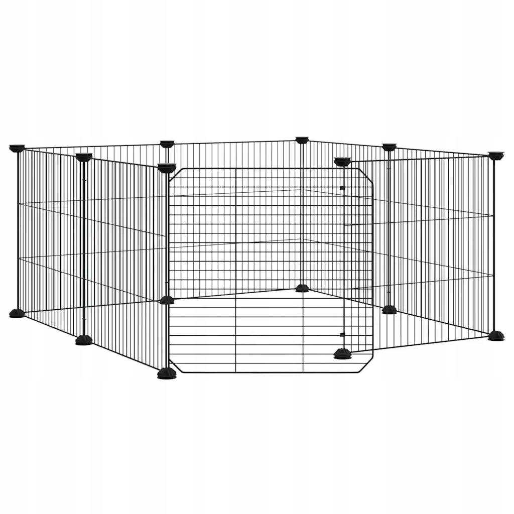 Levně 8dílná klec pro domácí mazlíčky s dvířky černá 35 x 35 cm ocel