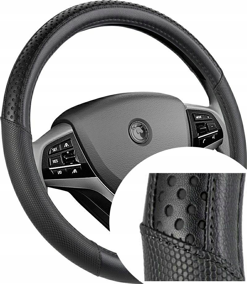 Pokrowiec na Kierownicę Luxury Nakładka Skóra Czarny
