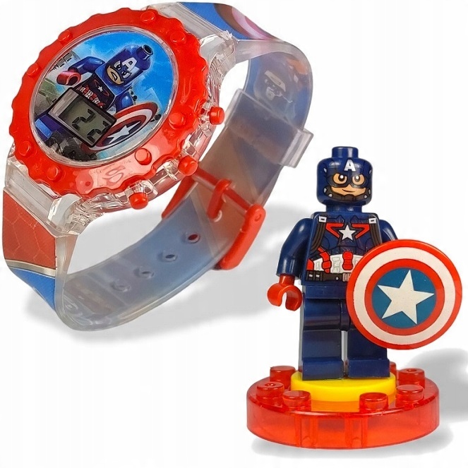 

Zegarek Kapitan Ameryka Avengers Świeci Gra Klocki
