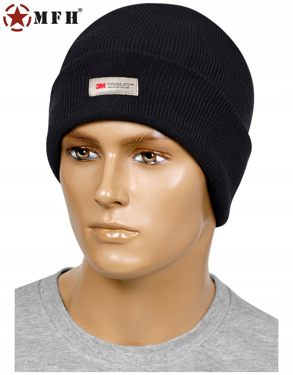 MFH CZAPKA ZIMOWA Thinsulate 3M DWUWARSTWOWA BLACK Marka MFH