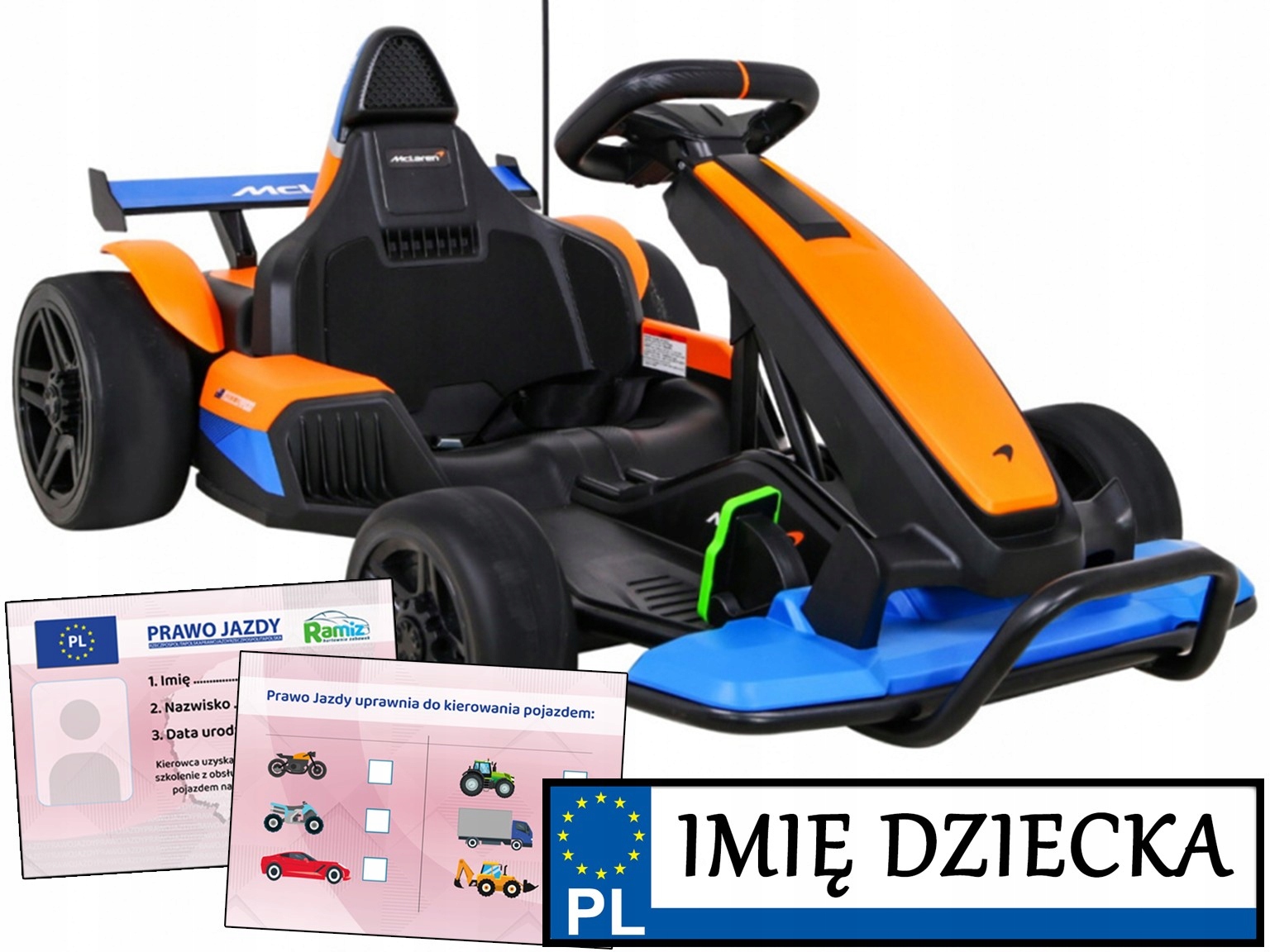 sportowy pojazd dla dzieci Gokart McLaren Drift 2 silniki 150W tablica