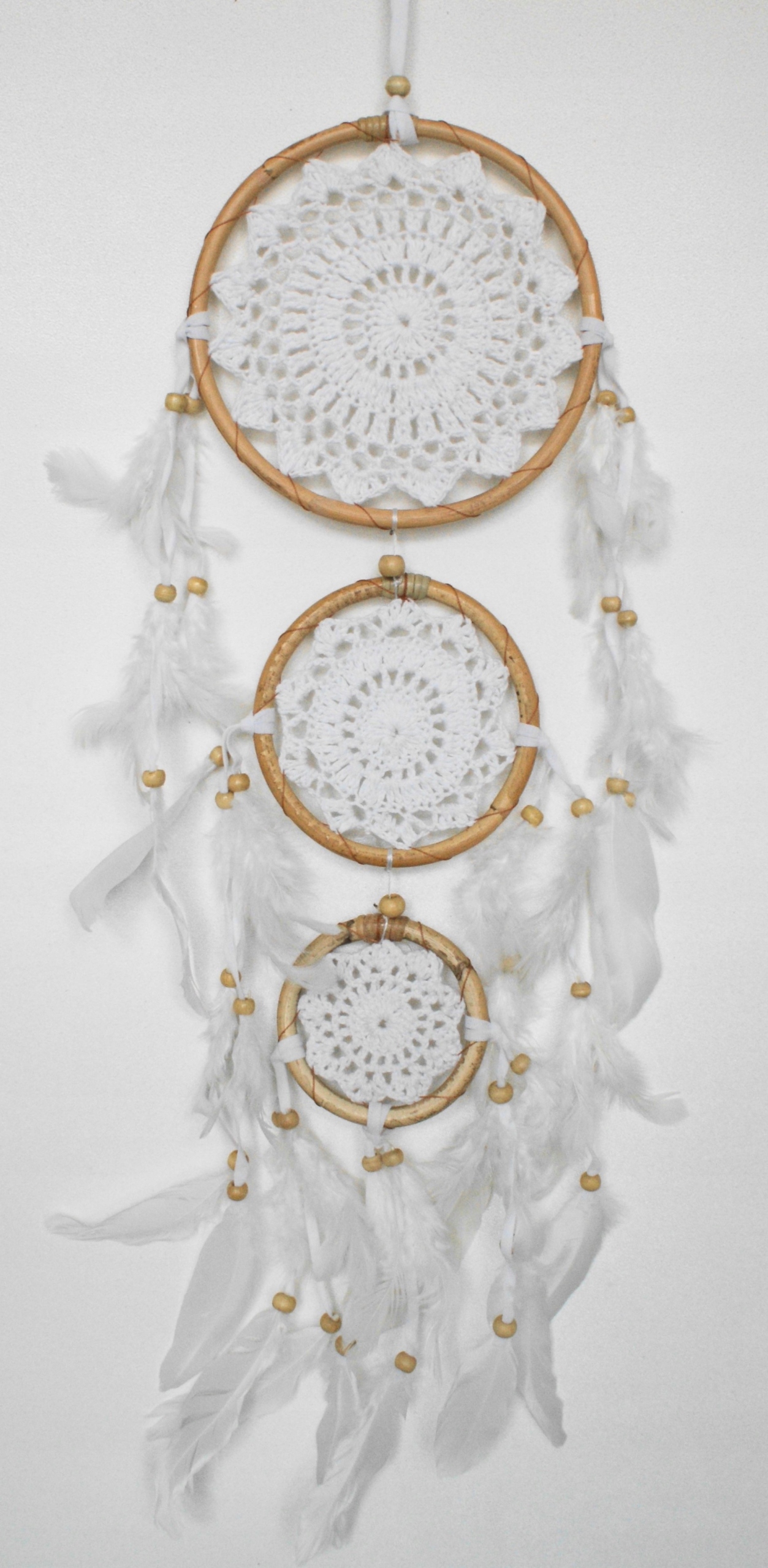 Dekorativní lapač snů, trojitý, ratan, 16 cm