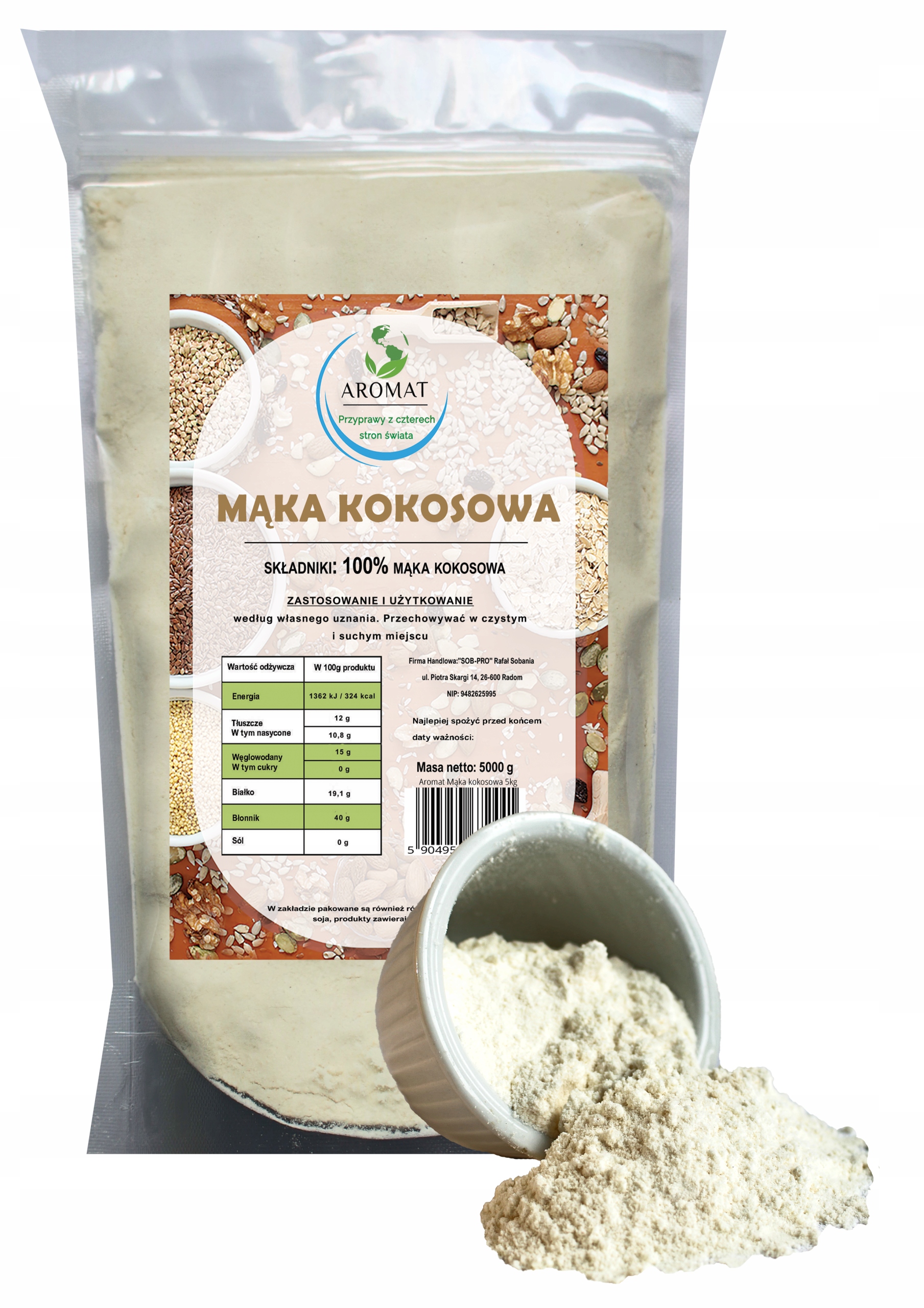 Levně Kokosová mouka 5 kg vysoká přírodní kvalita Aromat 5000 g