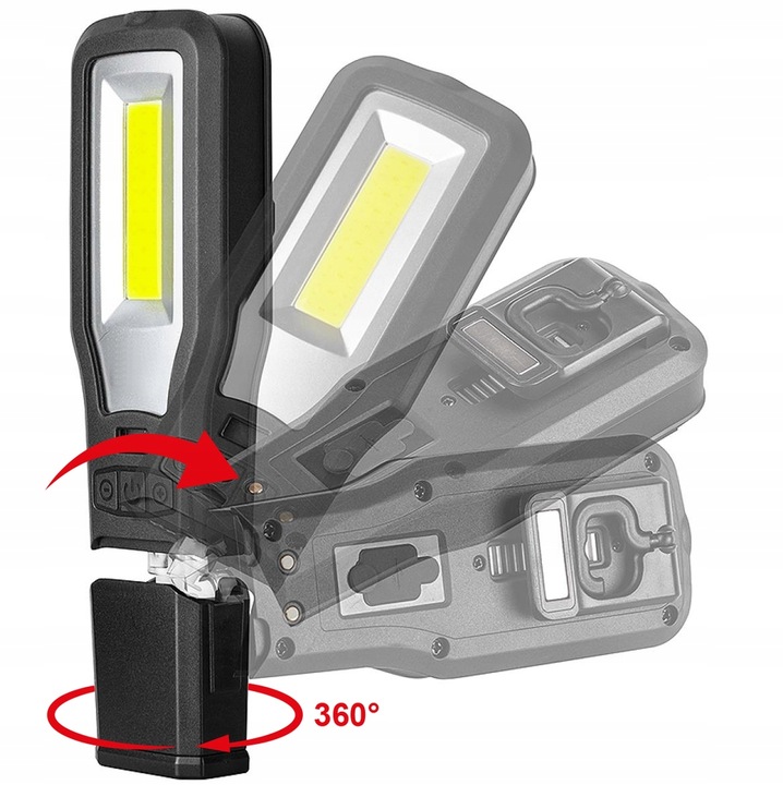 LAMPKA WARSZTATOWA ROBOCZA LED COB LATARKA AKUMULATOROWA Z BAZĄ HAK USB Marka Verke