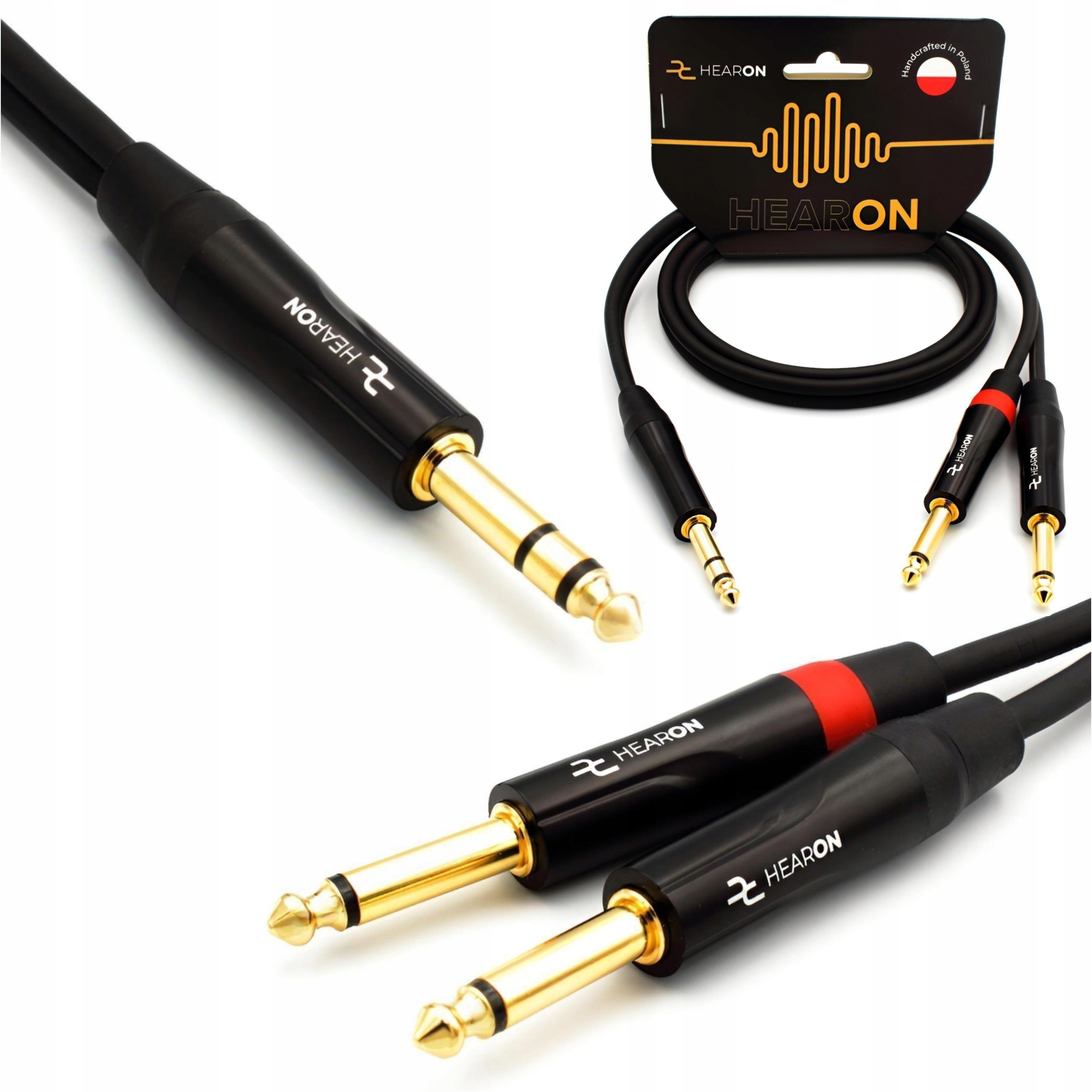 Hearon Pro Kabel Y Duży Jack 6,3 Trs stereo 2x Duży Jack 6,3 Ts mono 3m
