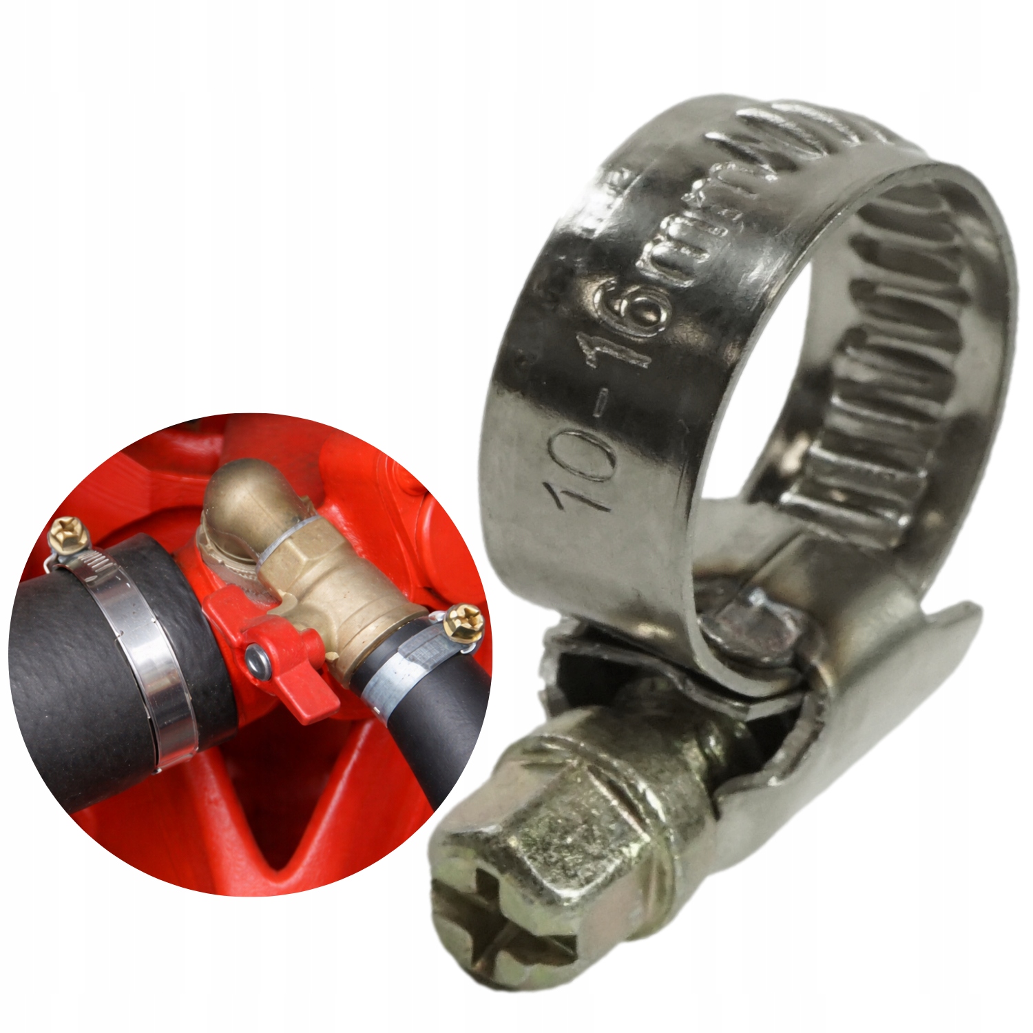 Opaska zaciskowa ślimakowa 9mm średnica 10-16mm, stal nierdzewna, 10 sztuk