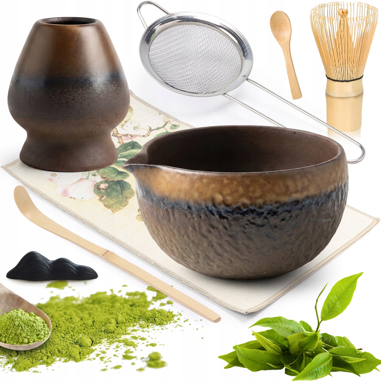 Bambusová Metlička Na Matcha Prémiová Sada Keramika 8KS
