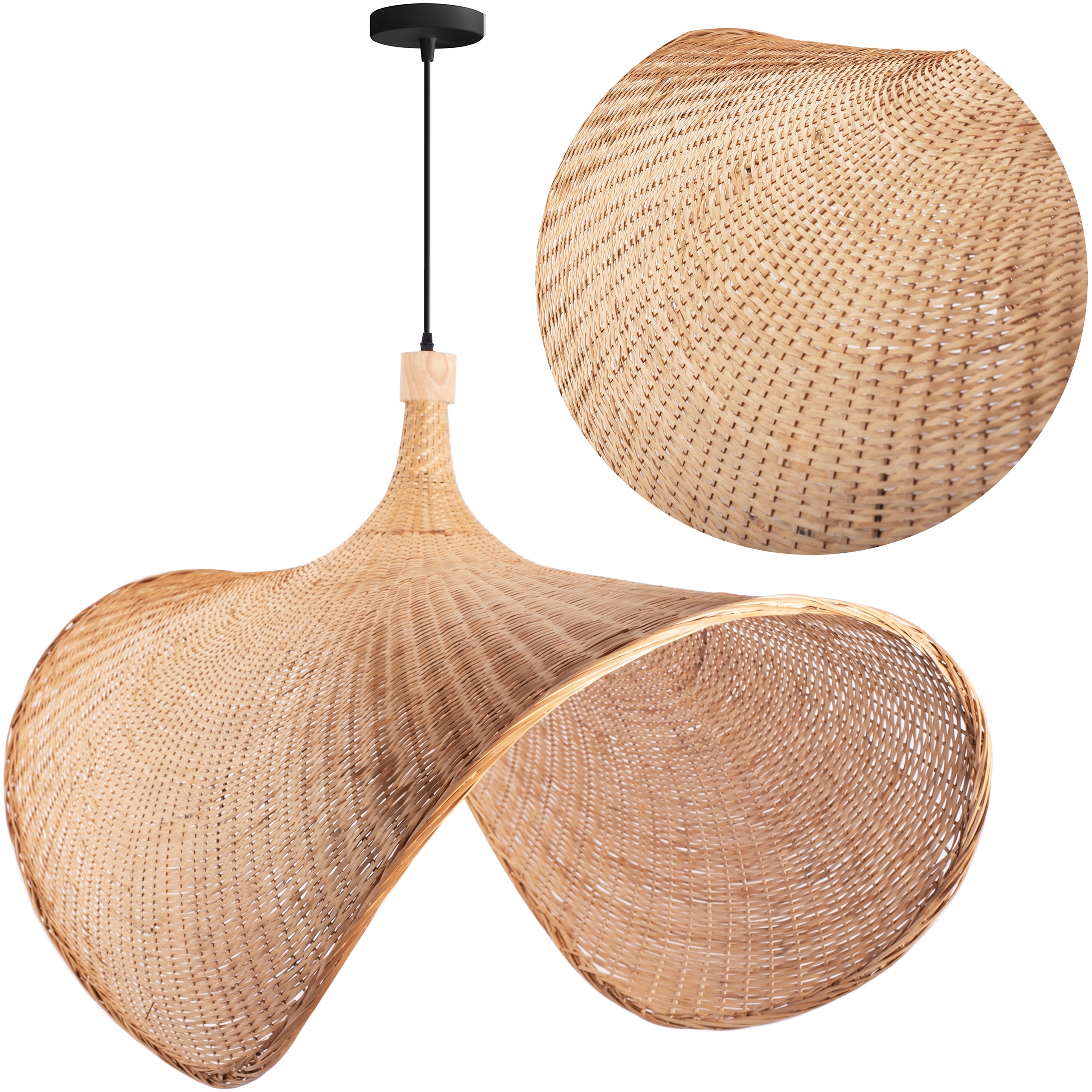 Lampa Wisząca Sufitowa Bambusowa Wiklina Boho Natural 100cm