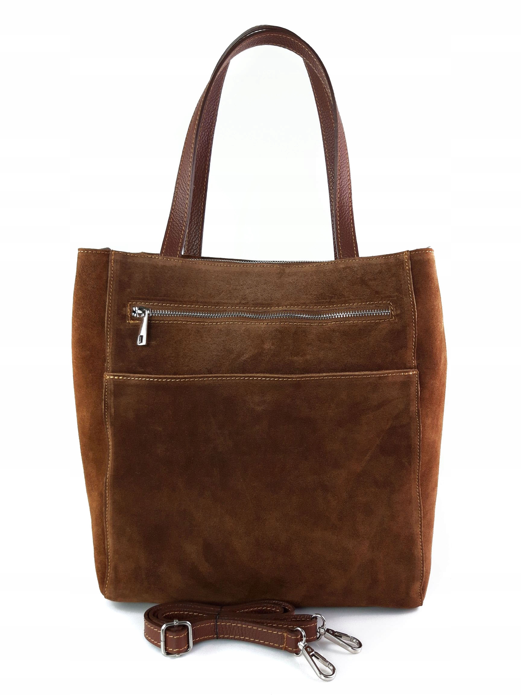 

Zamszowy worek torba vera pelle shopper A4 Brązowa