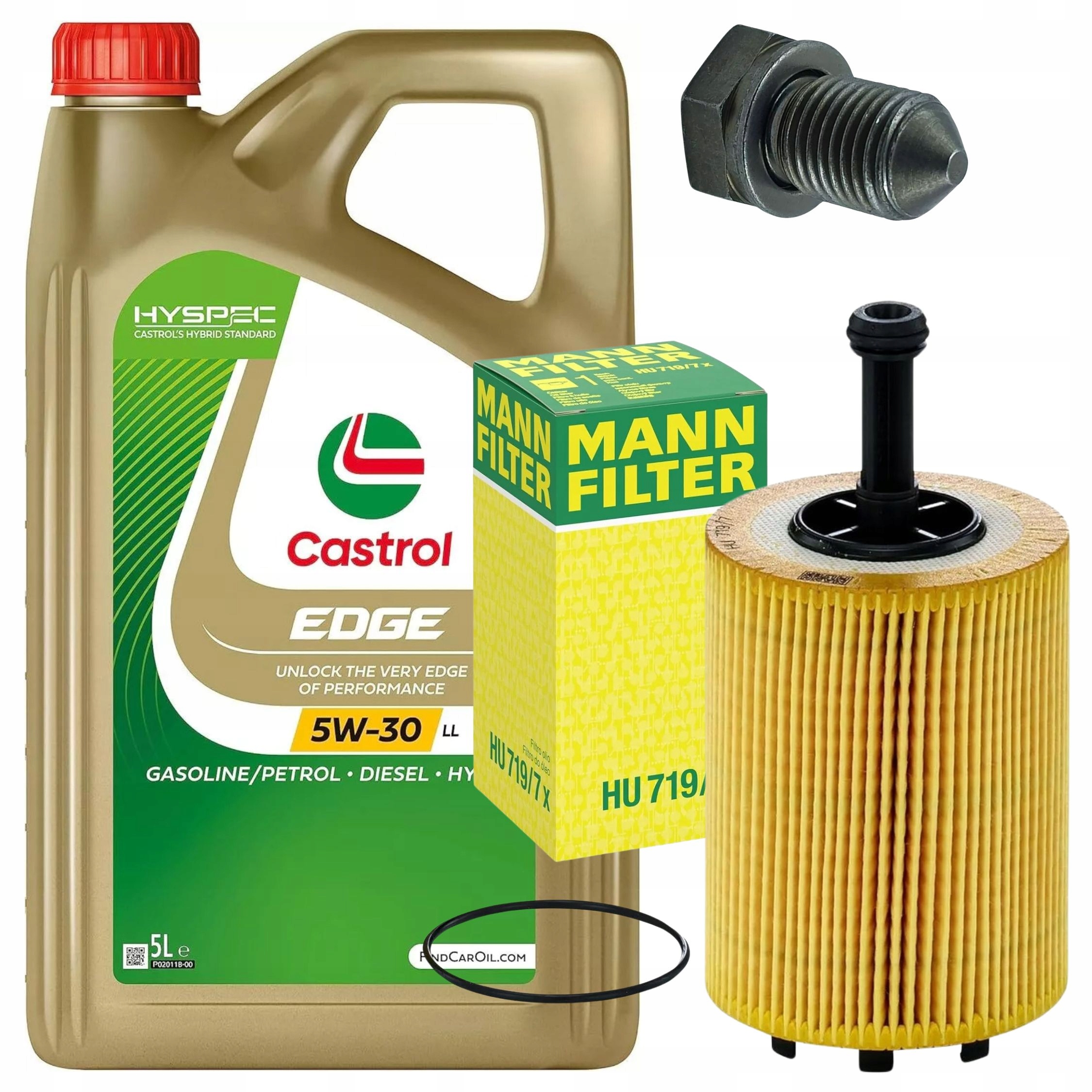 Olejový Filtr Mann Olej 5W-30 LL Castrol Edge 5L Zátka Audi Vw Skoda Seat