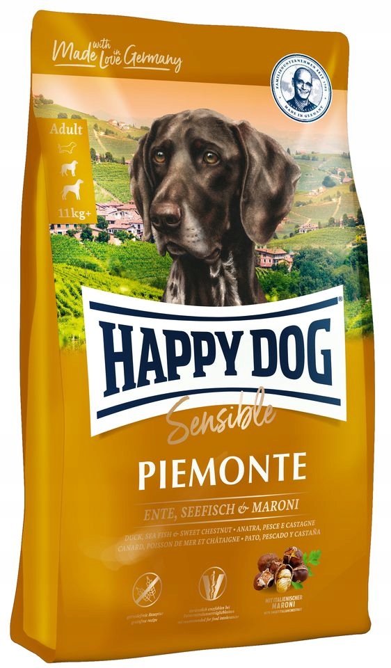 Happy Dog Supreme piemonte suché krmivo pro psa kachna, kaštan, ryby 4 kg