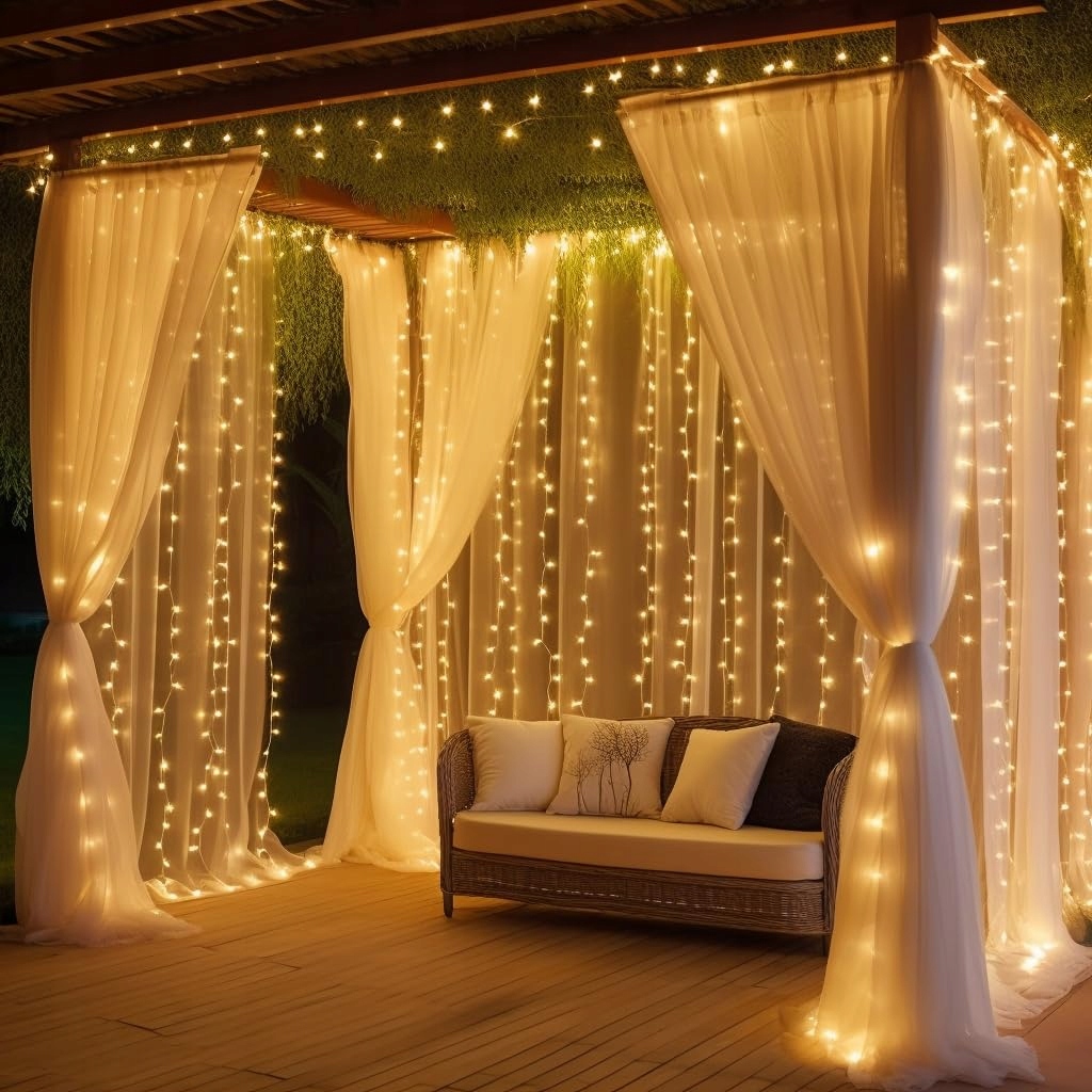 DAZSPIRIT Kurtyna Zasłona Girlanda Świetlna Wodoodporne Lampki 3Mx3M 300LED — miniatura 5
