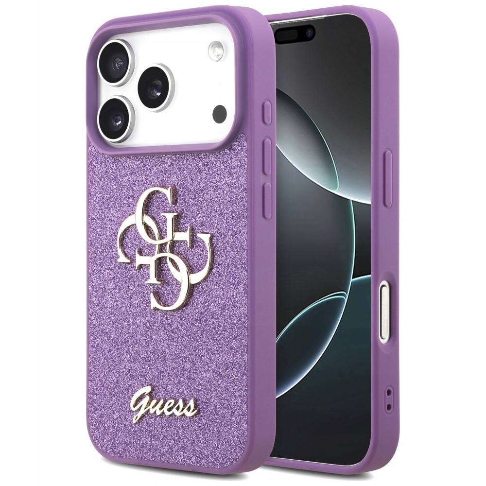 Pouzdro Guess Fixed Glitter Big 4G pro iPhone 17 Pro fialové