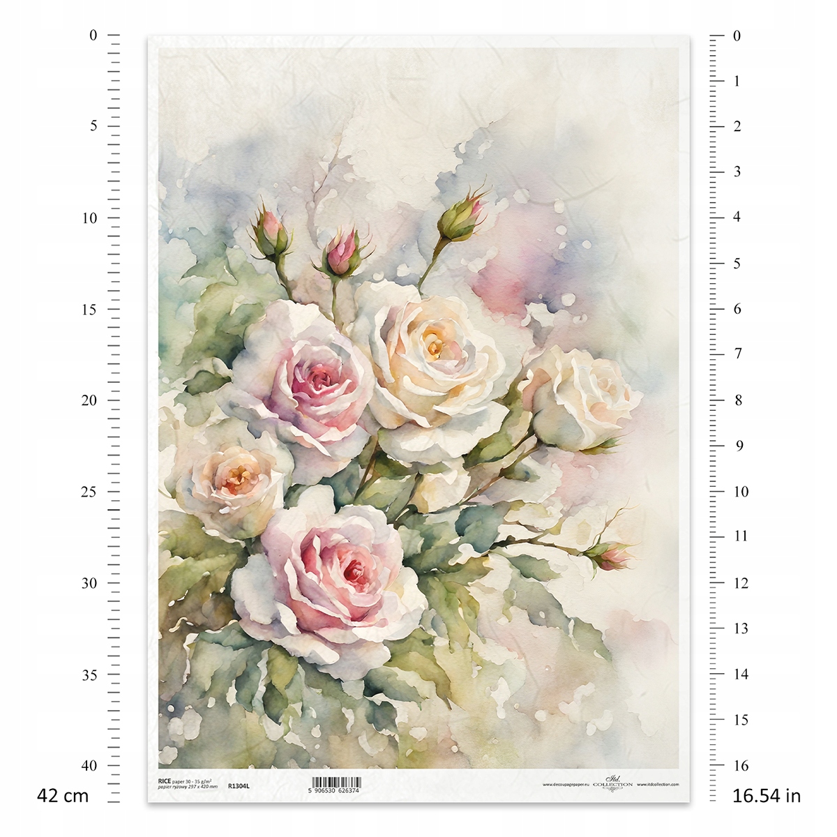 Duży PAPIER RYŻOWY A3 R1304L Róże na meble Bukiet II gat