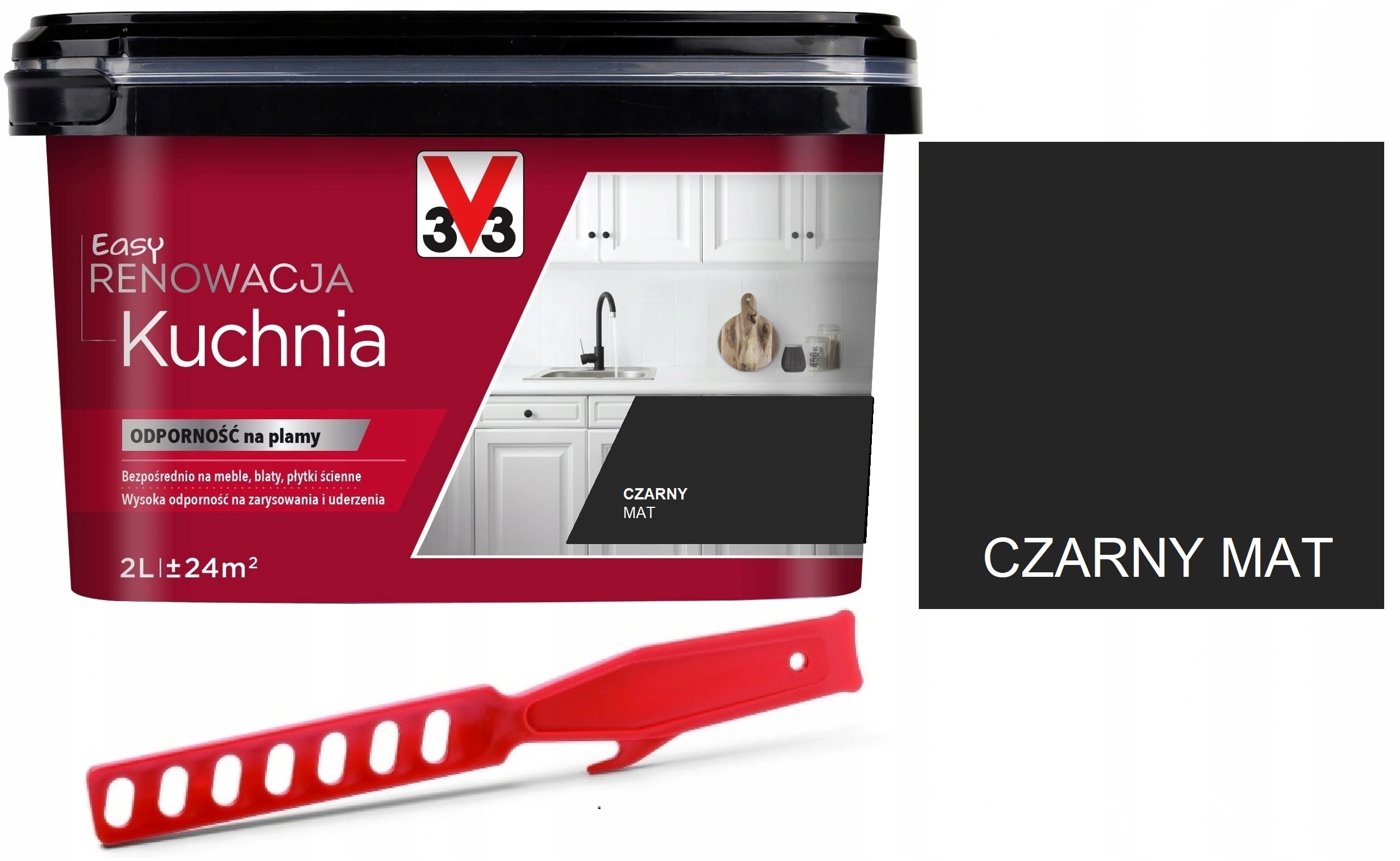 V33 Farba Renowacja kuchnia meble Czarny 2L