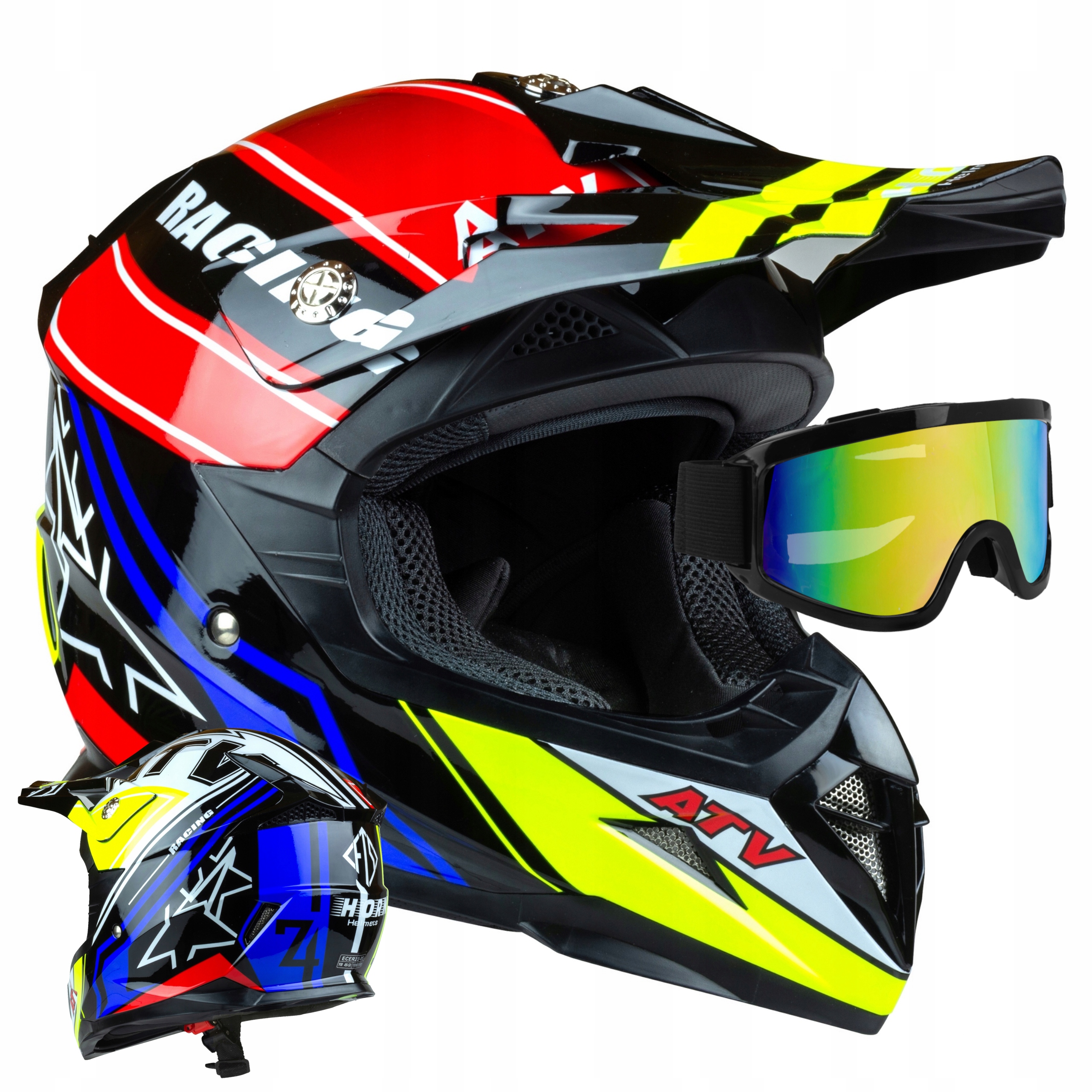 

Horn Atv Kask Enduro Cross Motocyklowy +gogle Uv S
