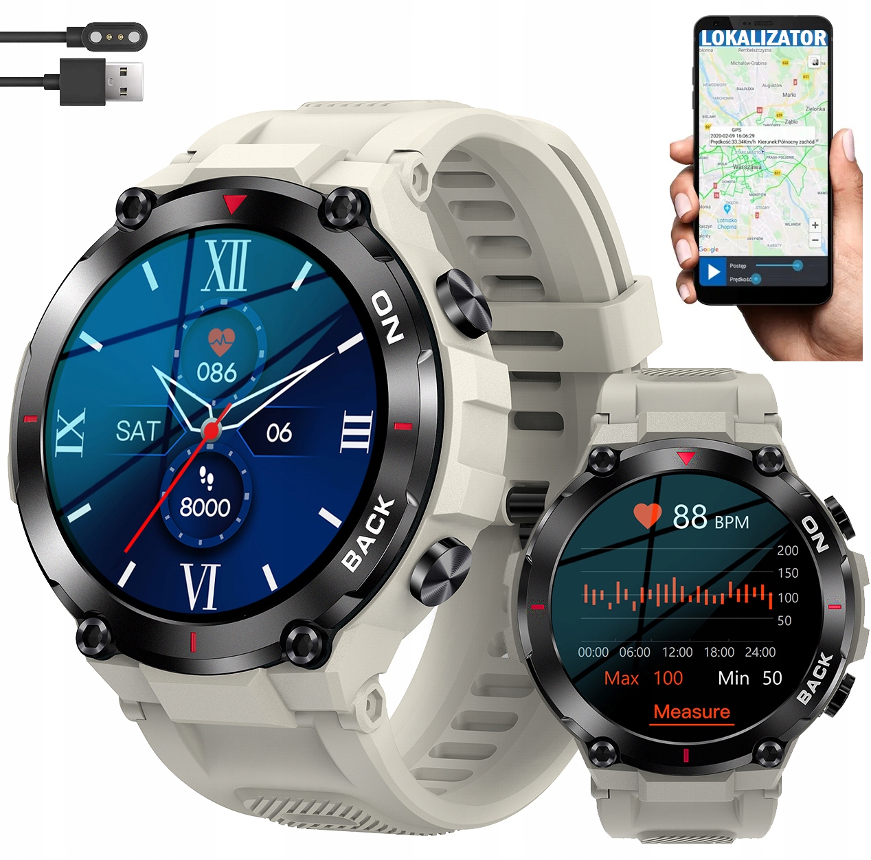 

Smartwatch Zegarek Z Gps Duża Bateria IP68 Menu Pl