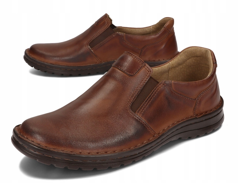 

Mokasyny Męskie Buty Szerokie Skóra 515 Rudy 45