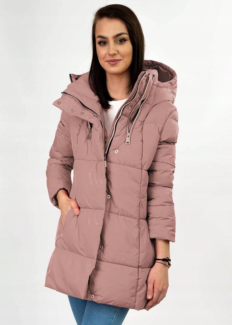 Krátká Zimní Bunda Se Zipy 7750 Růžová Ant. S (36)
