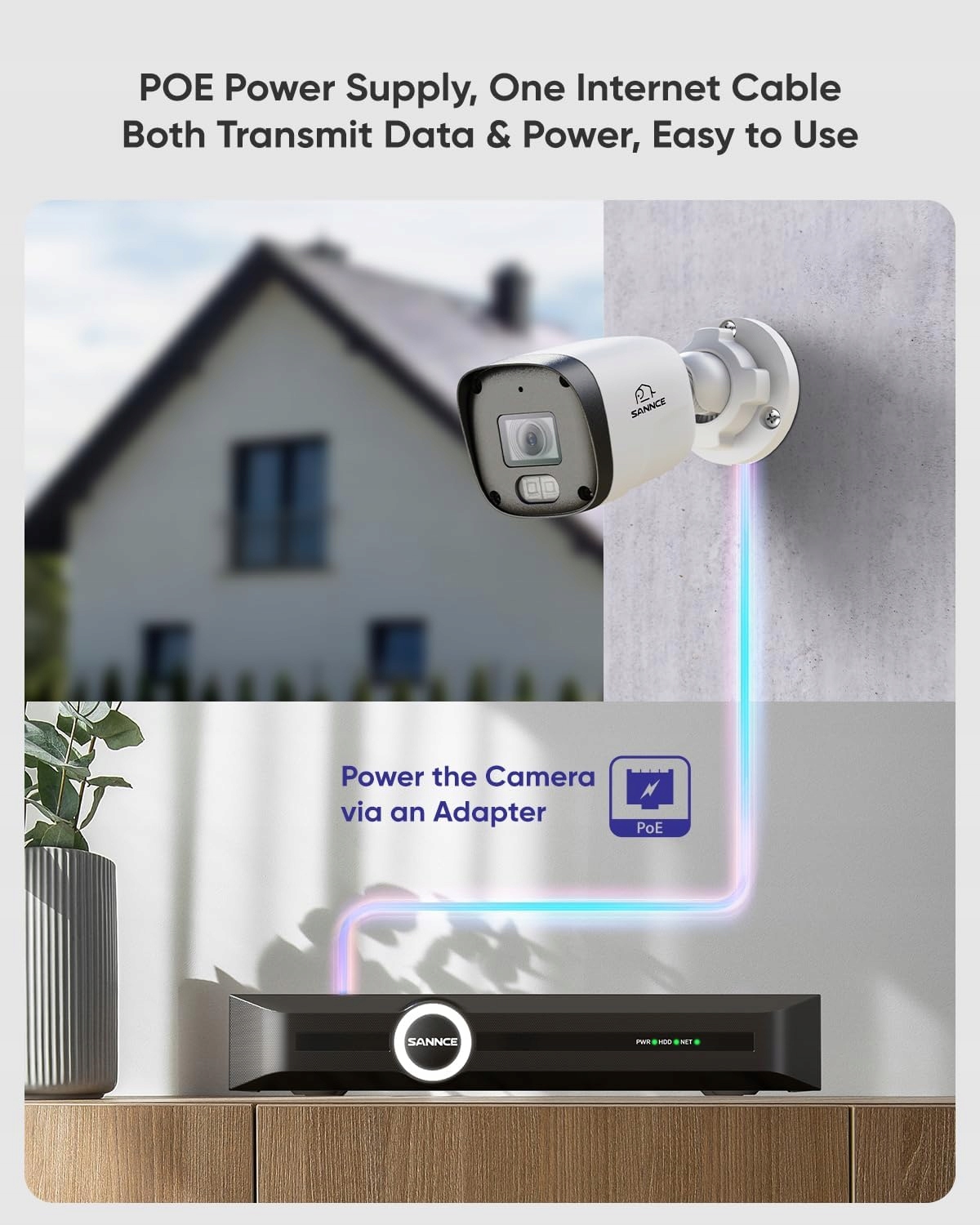 SANNCE Zestaw Kamer POE 5MP 8CH NVR 4x3MP Wodoodporne 1TB IR Detekcja Ruchu — miniatura 5