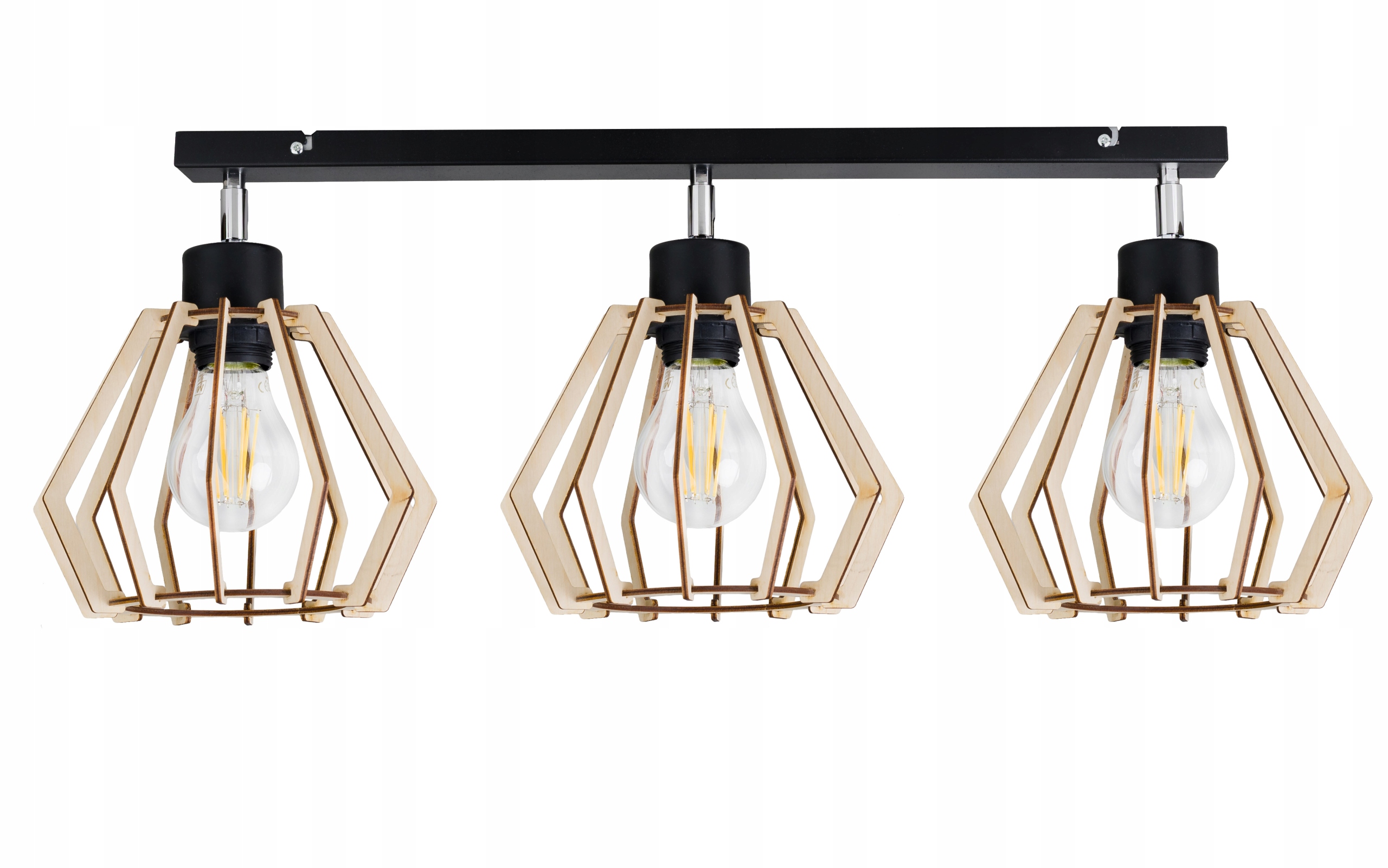 

Lampa Wisząca Sufitowa Belka 3X Diament Drewniany