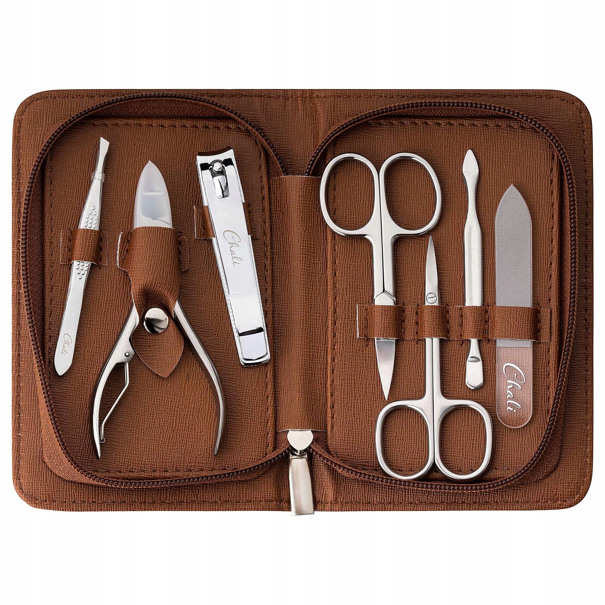 Sada na nehty Manikúra Pedikúra Hnědá Pouzdro