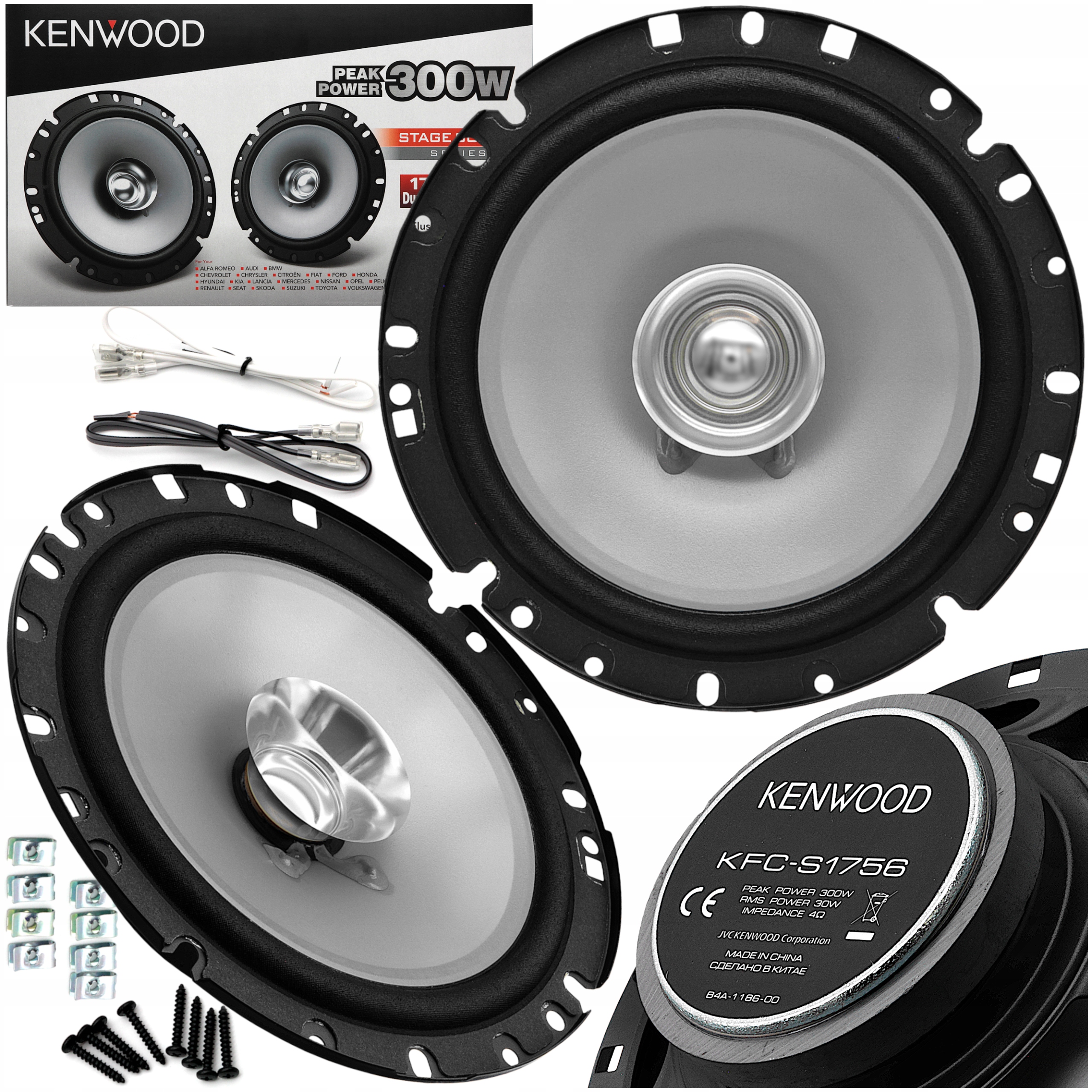 Głośniki samochodowe Kenwood KFC-S1756 165mm Mocne 300W idealne pod radio