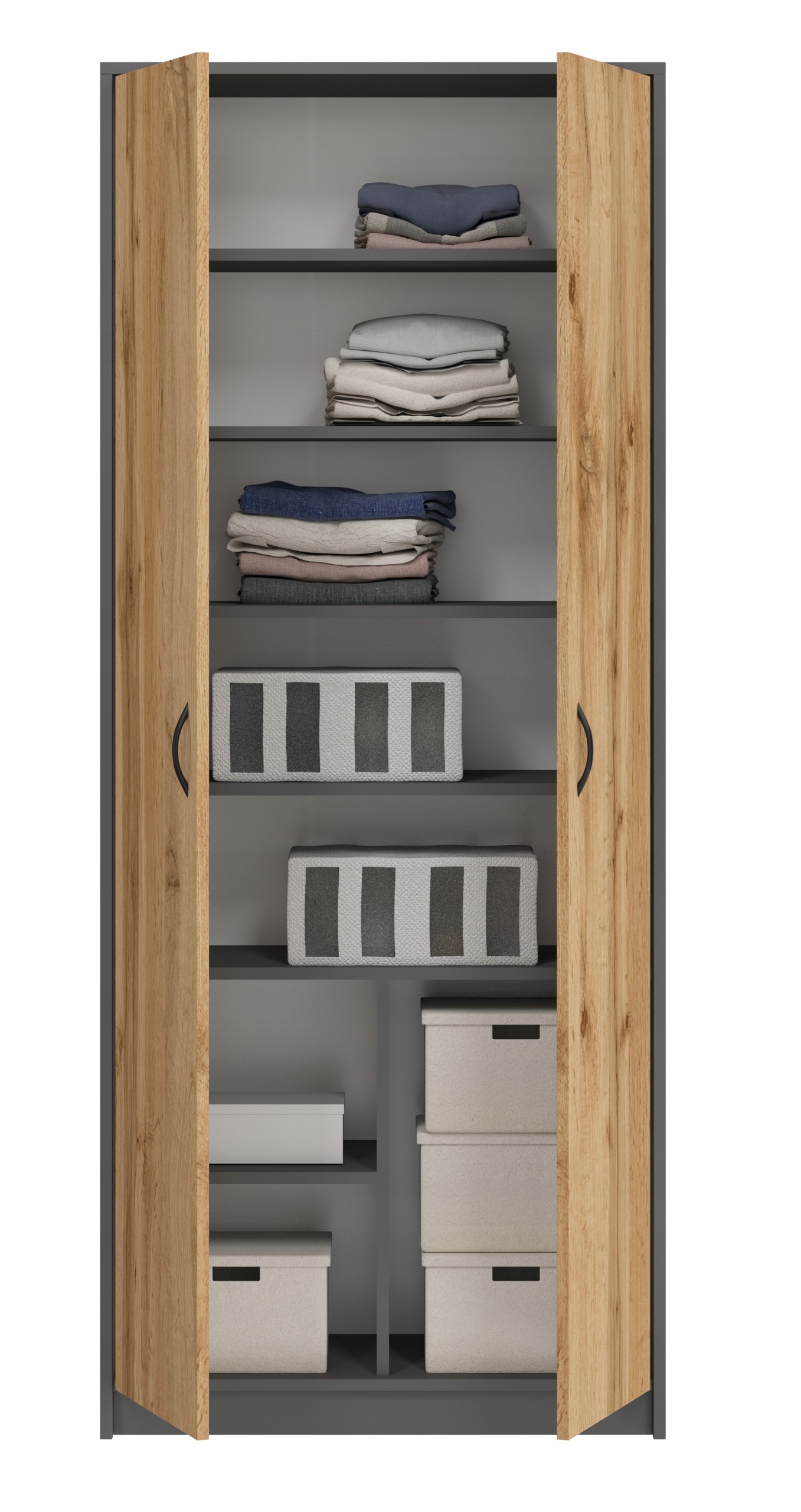 SZAFA REGAŁ PÓŁKI LOREN GRAFIT, DĄB WOTAN Kod producenta Szafa regał biuro salon sypialnia półka