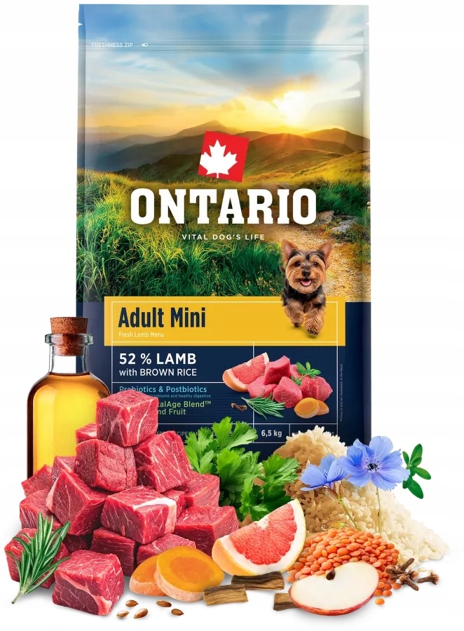 Levně Krmivo Ontario 6,5 kg Adult Mini Lamb pro malá plemena