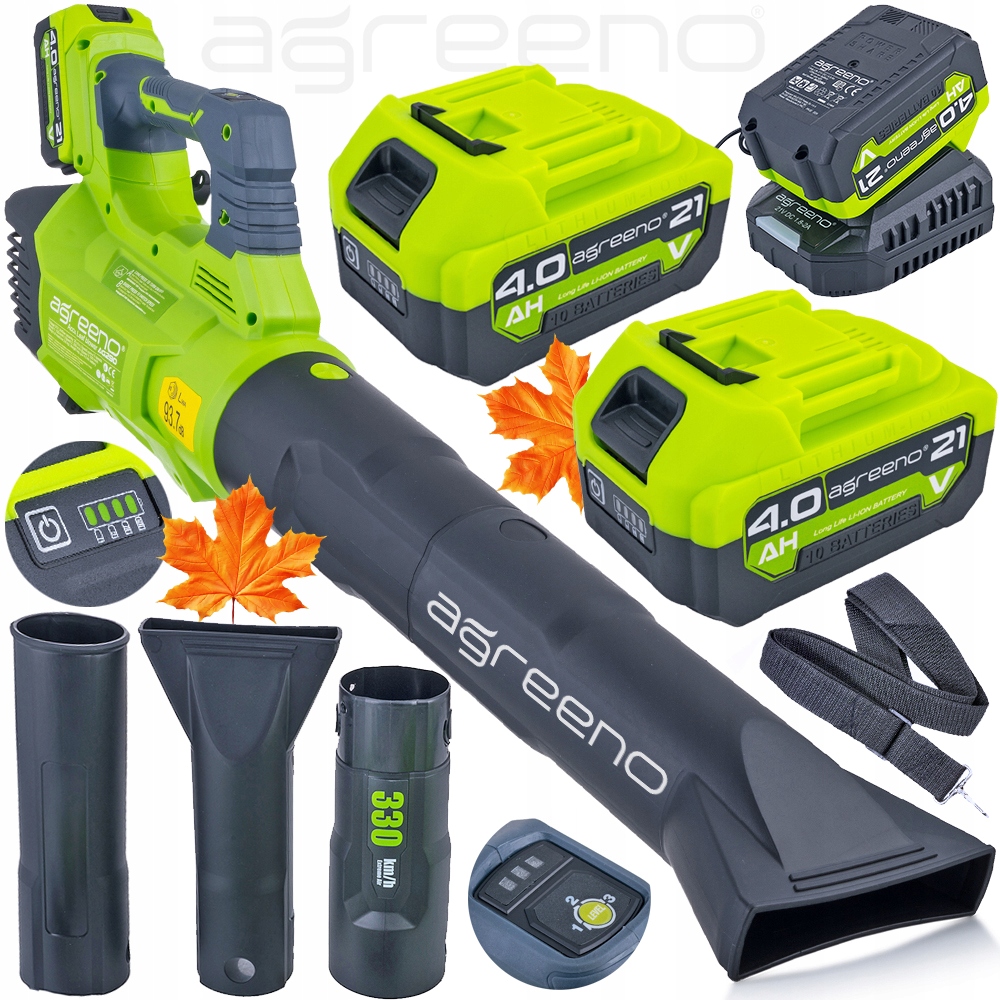 Dmuchawa Akumulatorowa do liści Li-Ion 21V Akumulator 2x4AH Agreeno AG290