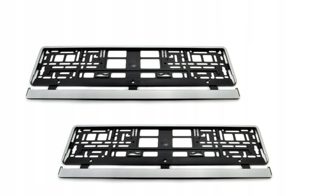 Ramka tablic rejestracyjnych srebrna ramką 2szt.