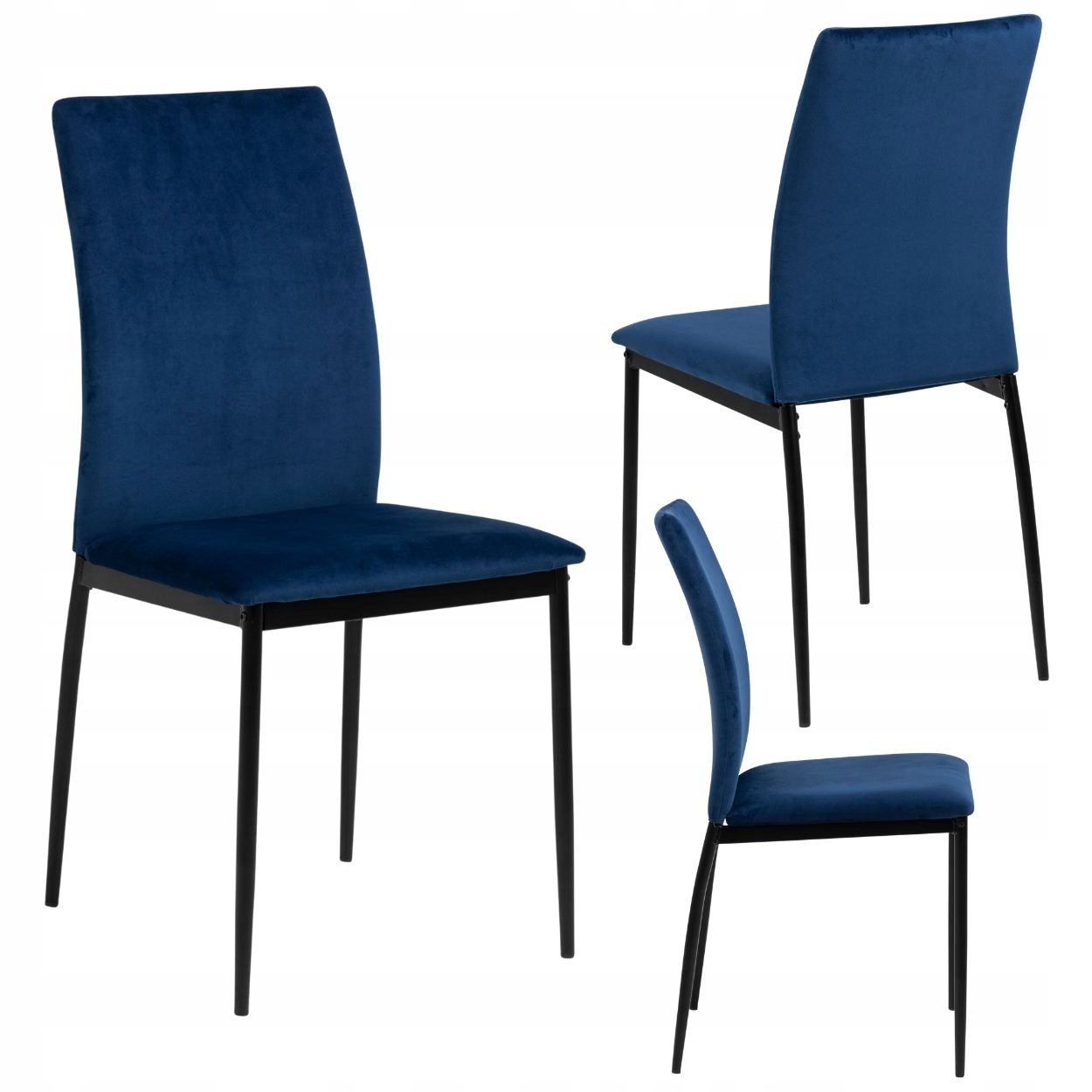 Jídelní Židle Do Kuchyně Obývacího Pokoje, čalouněná tmavě modrou barvou, moderní samet