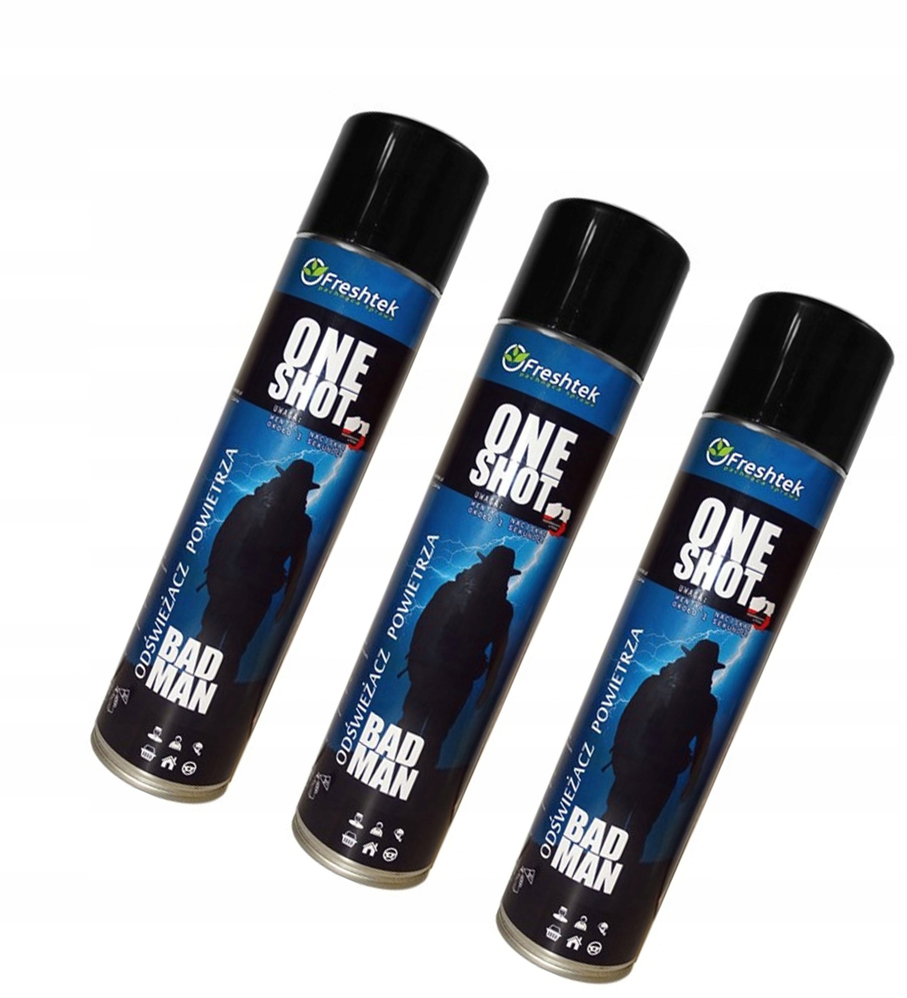 Levně Freshtek One Shot Bad Man 600 ml osvěžovač vzduchu neutralizátor 3 ks