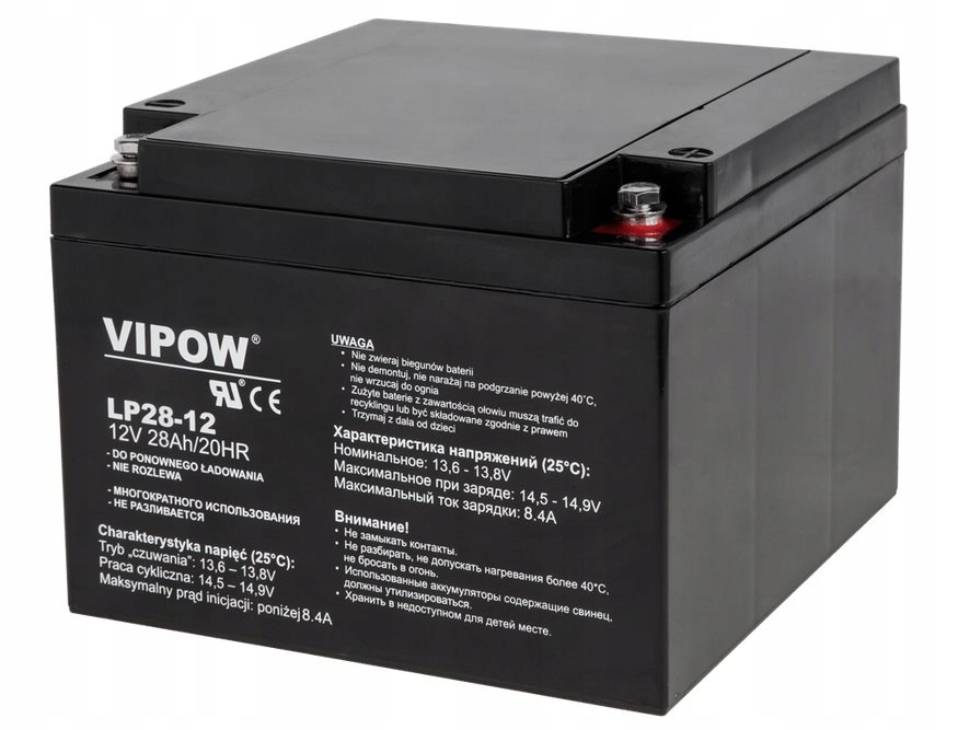 Baterie olověná 12V 28Ah Vipow LP-2812 gelový akumulátor