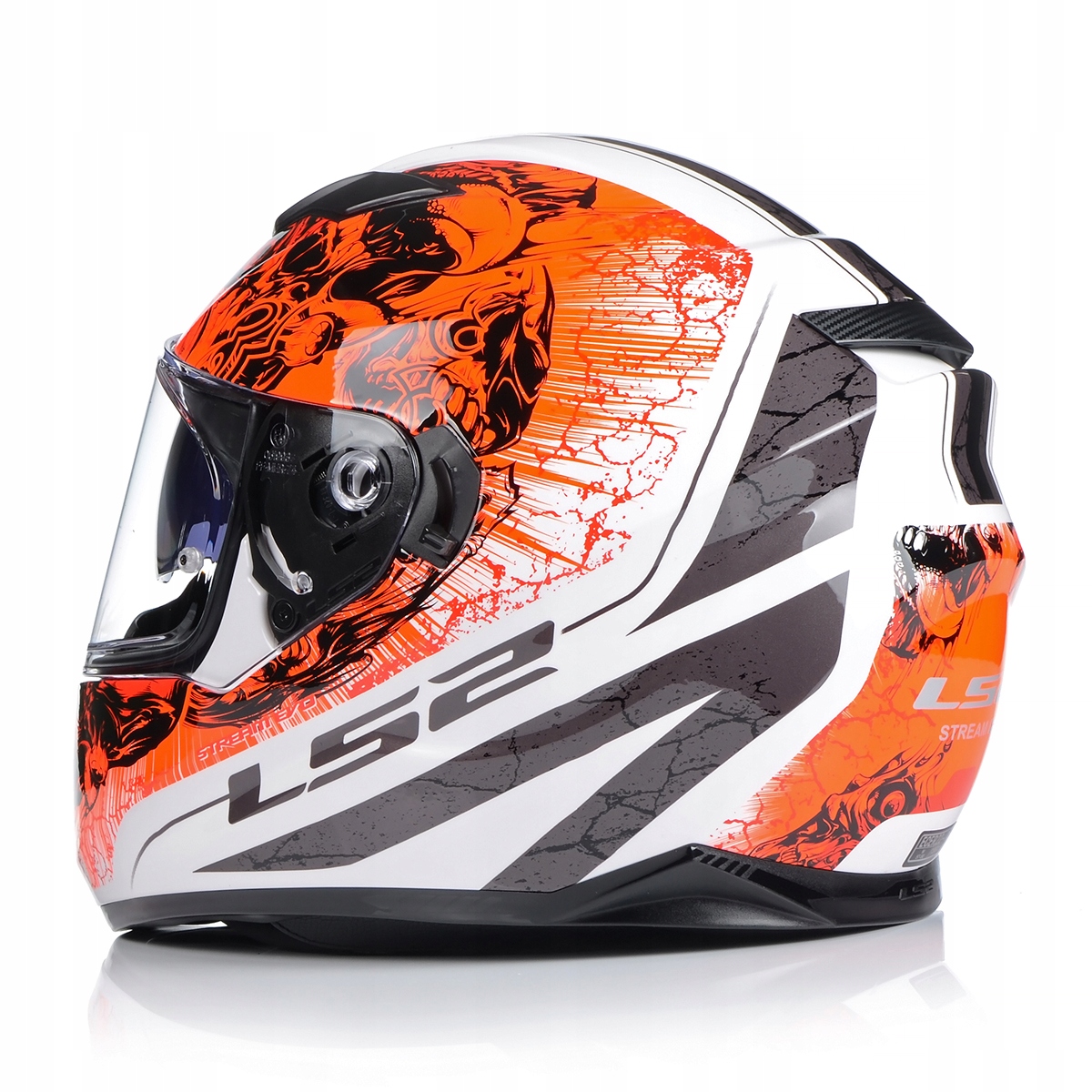 LS2 FFF320 STREAM EVO THRONE WHITE ORANGE KASK MOTOCYKLOWY rozmiar L Rozmiar L