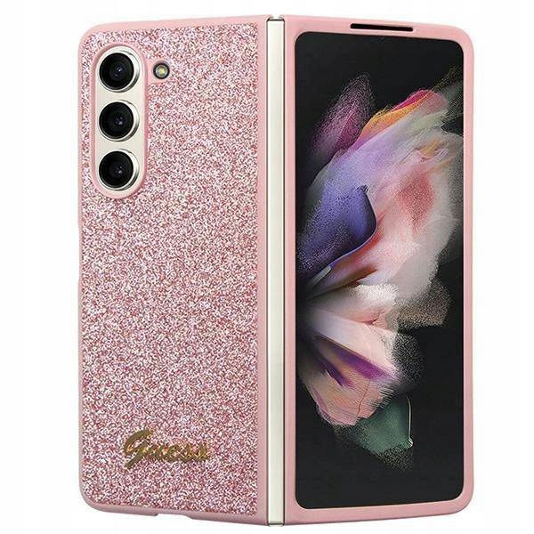 Pouzdro Guess Glitter Script pro Samsung Z Fold 5 Růžové