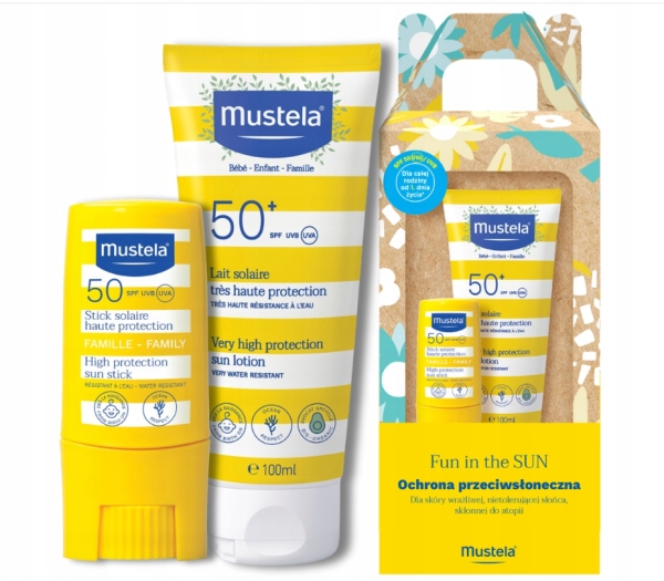 Mustela Sun Fun Zestaw Mleczko 100ml Sztyft przeciwsłoneczny