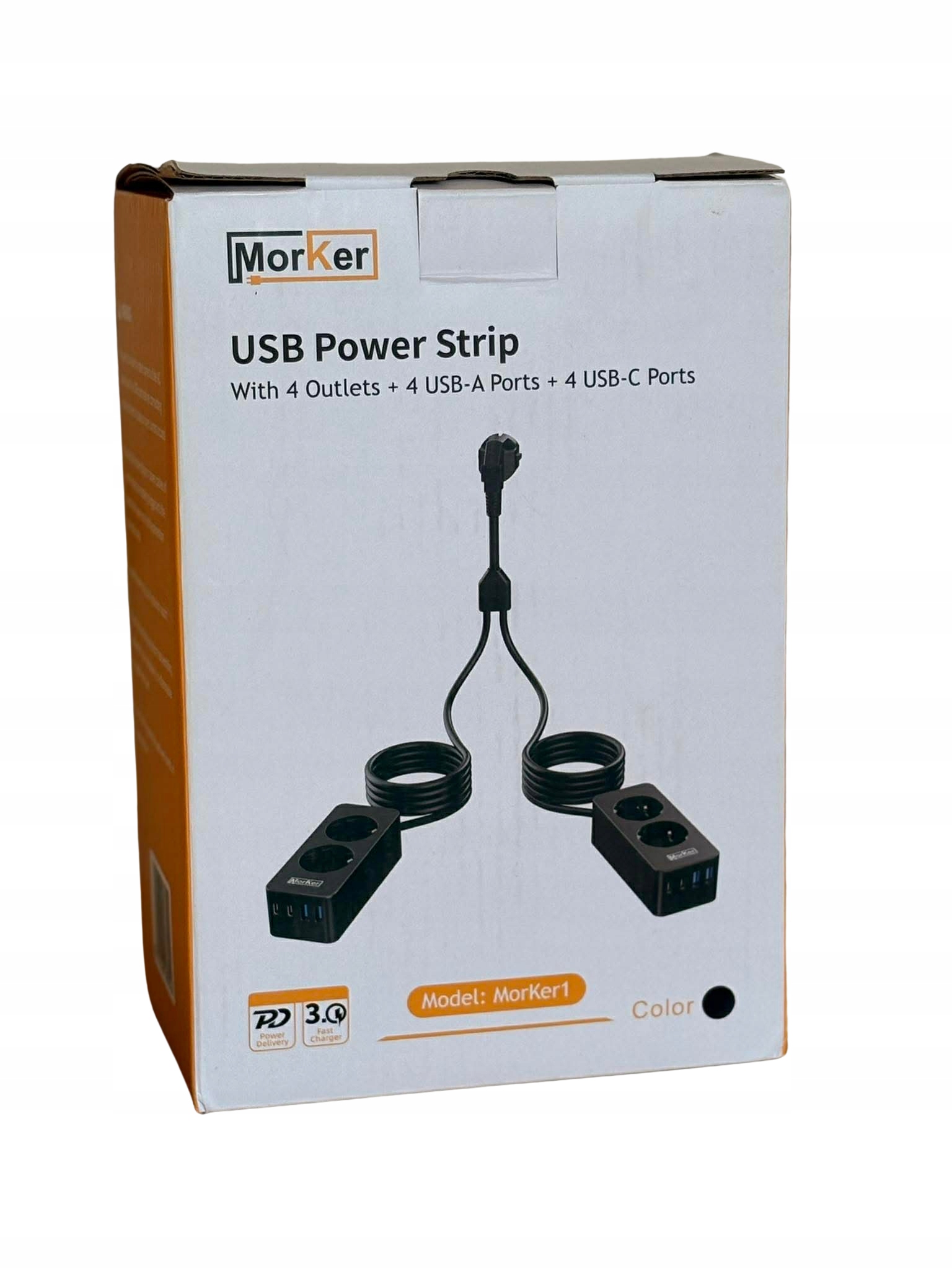 Dvojitá zásuvková lišta 2 x 2 m s 2 Ac zásuvkami, 2 Usb-a a 2 Usb-c