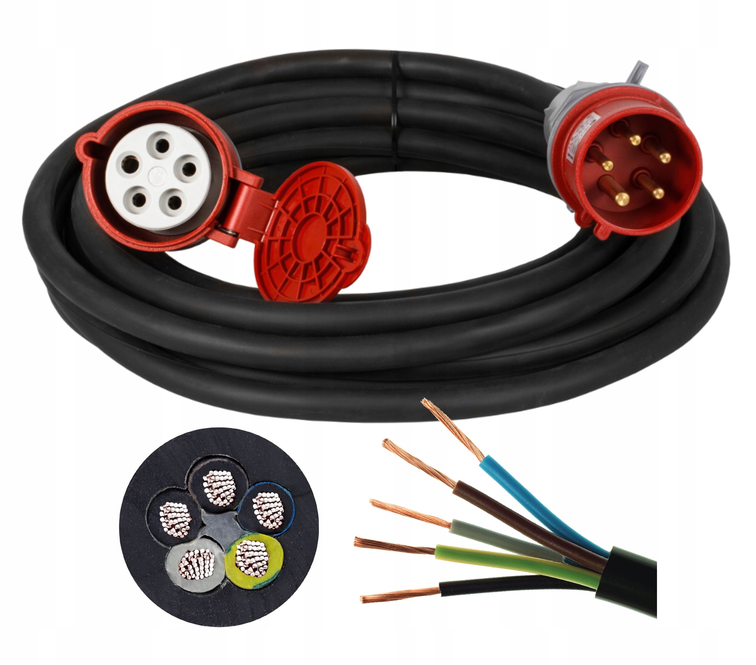 PRZEDŁUŻACZ GUMOWY SIŁOWY BUDOWLANY 10M 5x2,5