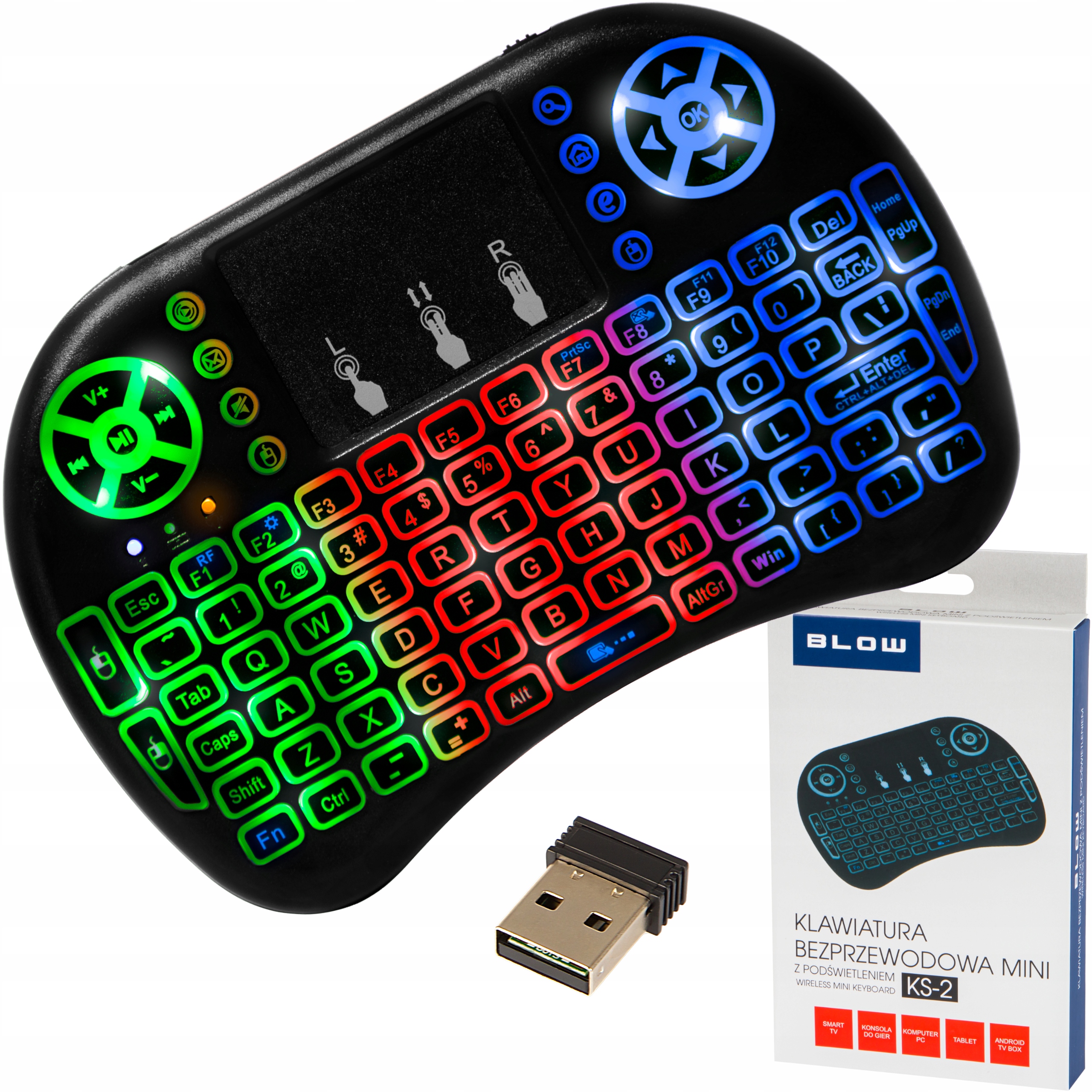 KLAWIATURA MINI SLIM BEZPRZEWODOWA SMART TV PC LED PODŚWIETLENIE TOUCHPAD