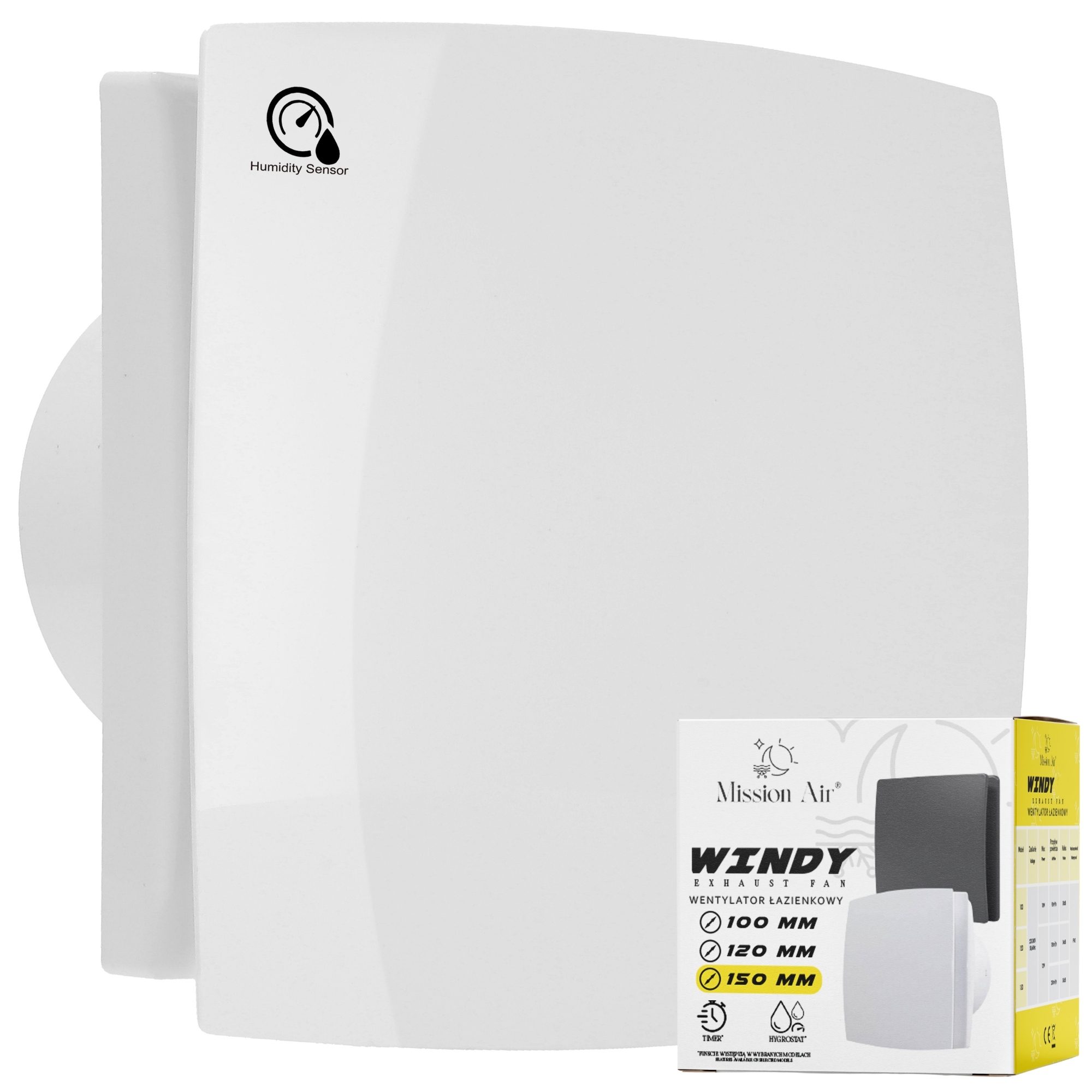 Wentylator łazienkowy Windy 150 H+t Biały